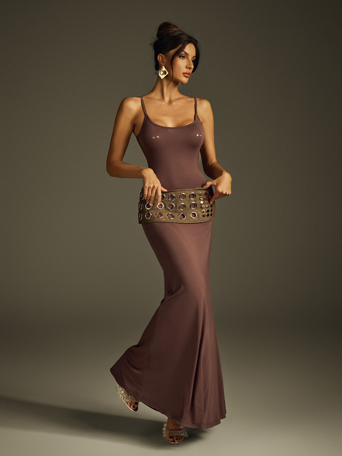 Ivaris Spaghetti Maxi Dress With Belt