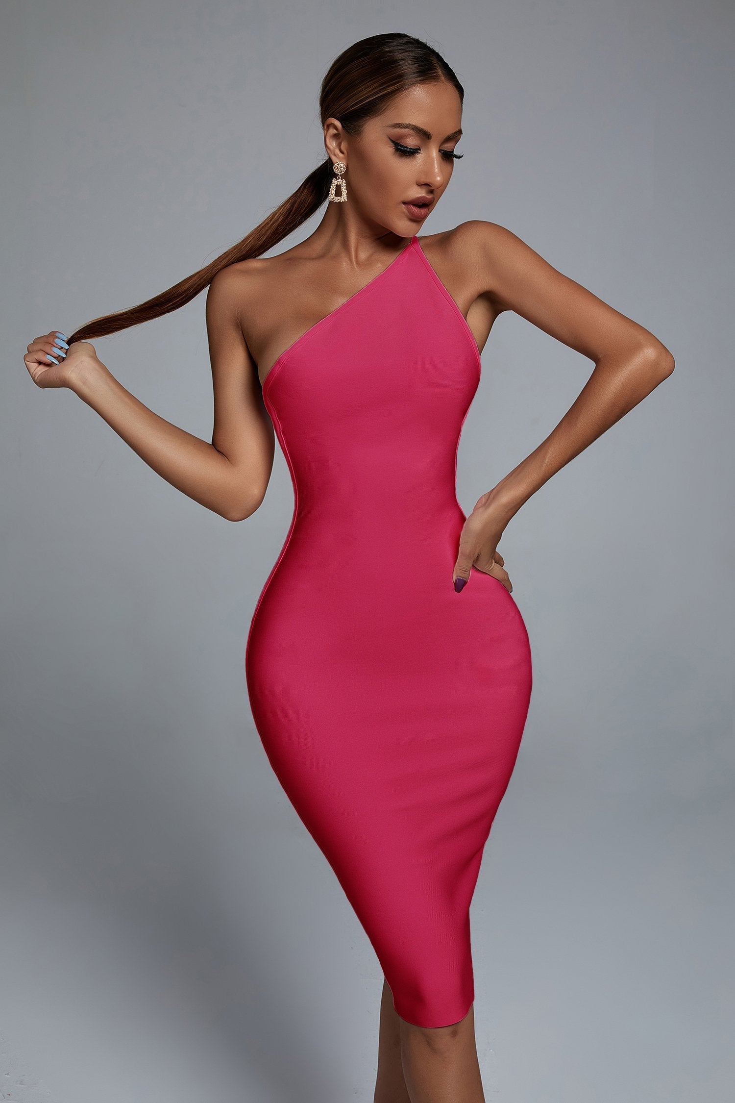Lura One Shoulder Midi Cocktail Dress