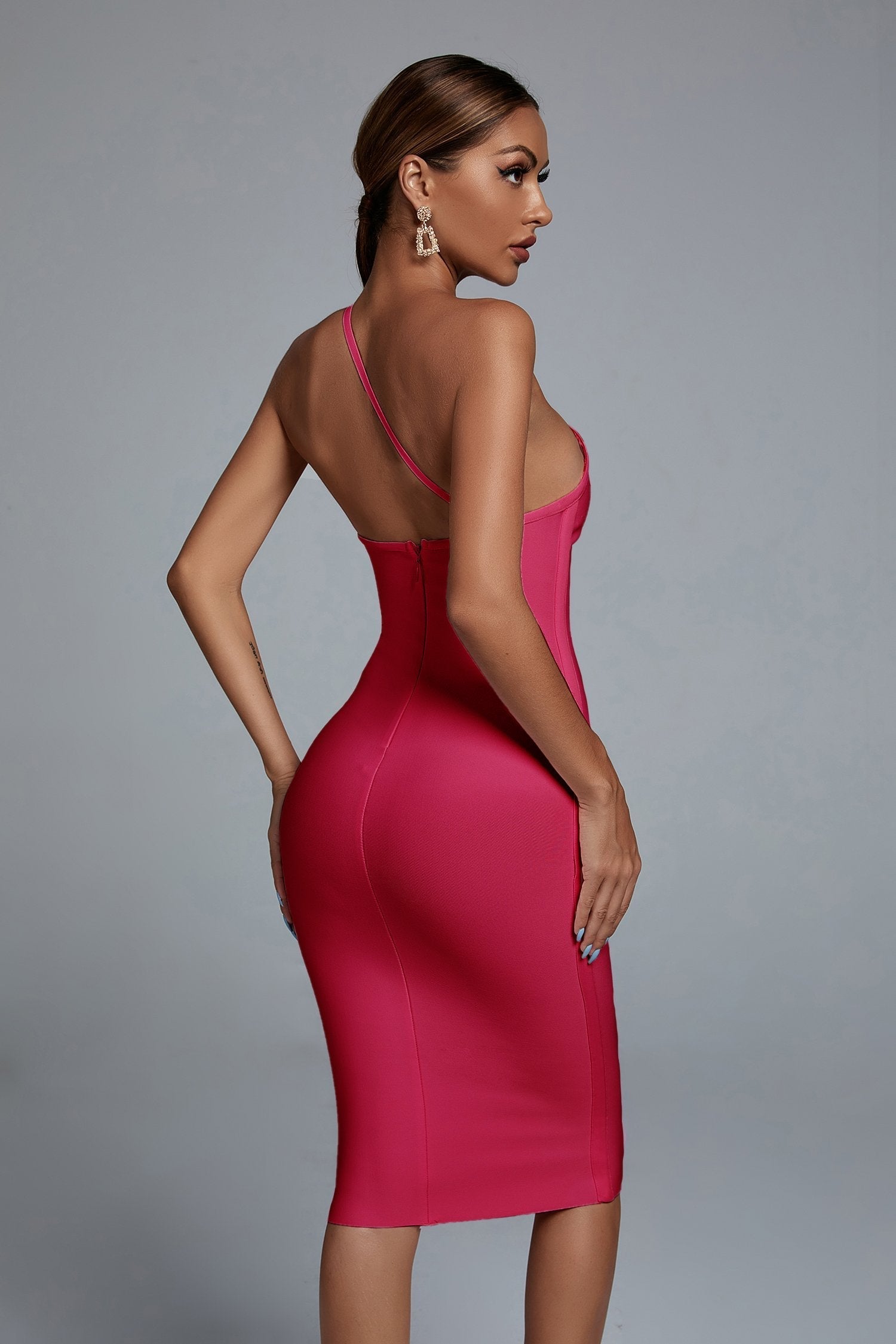 Lura One Shoulder Midi Cocktail Dress