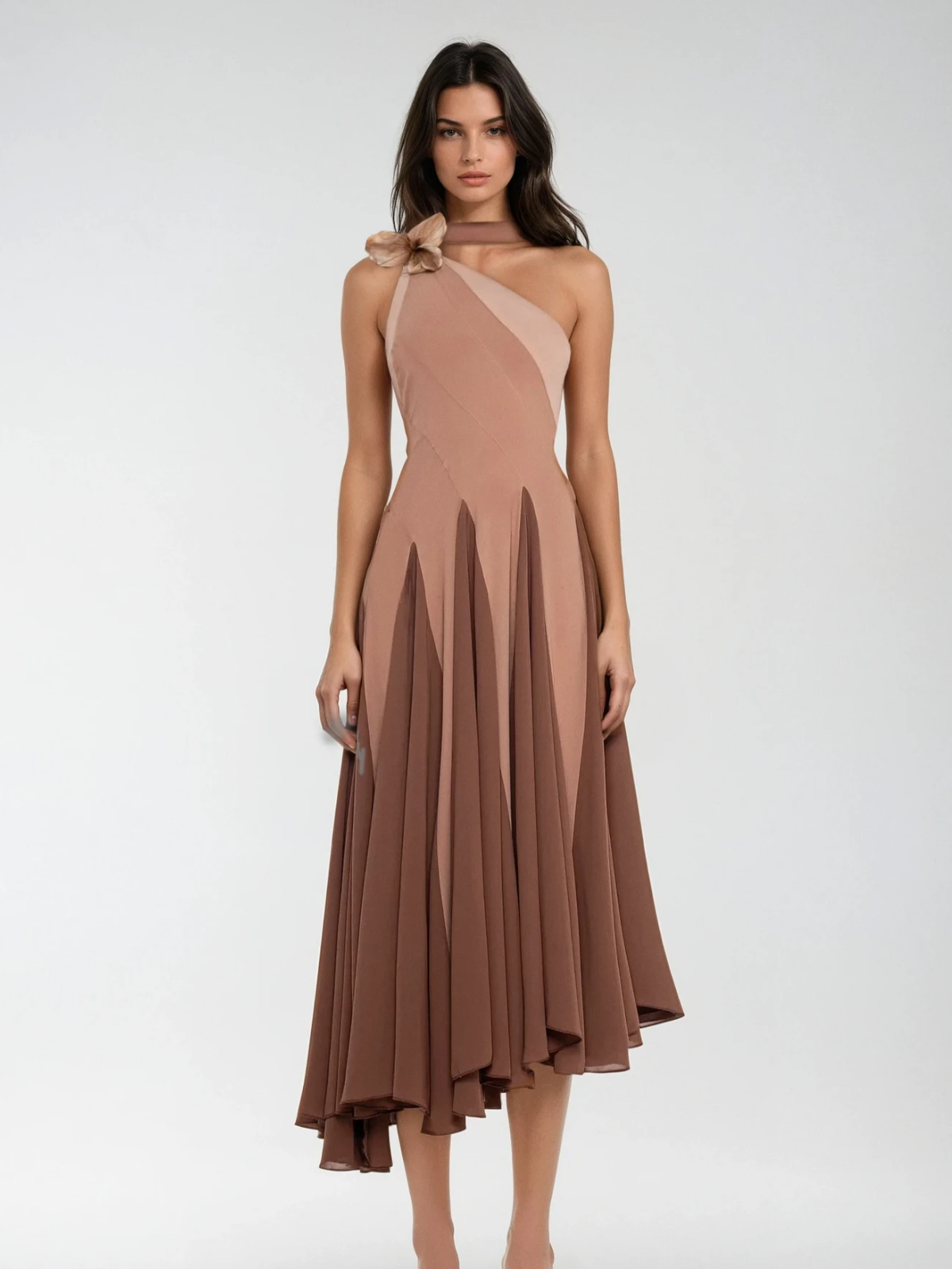 Jarom One Shoulder Scarf Midi Dress