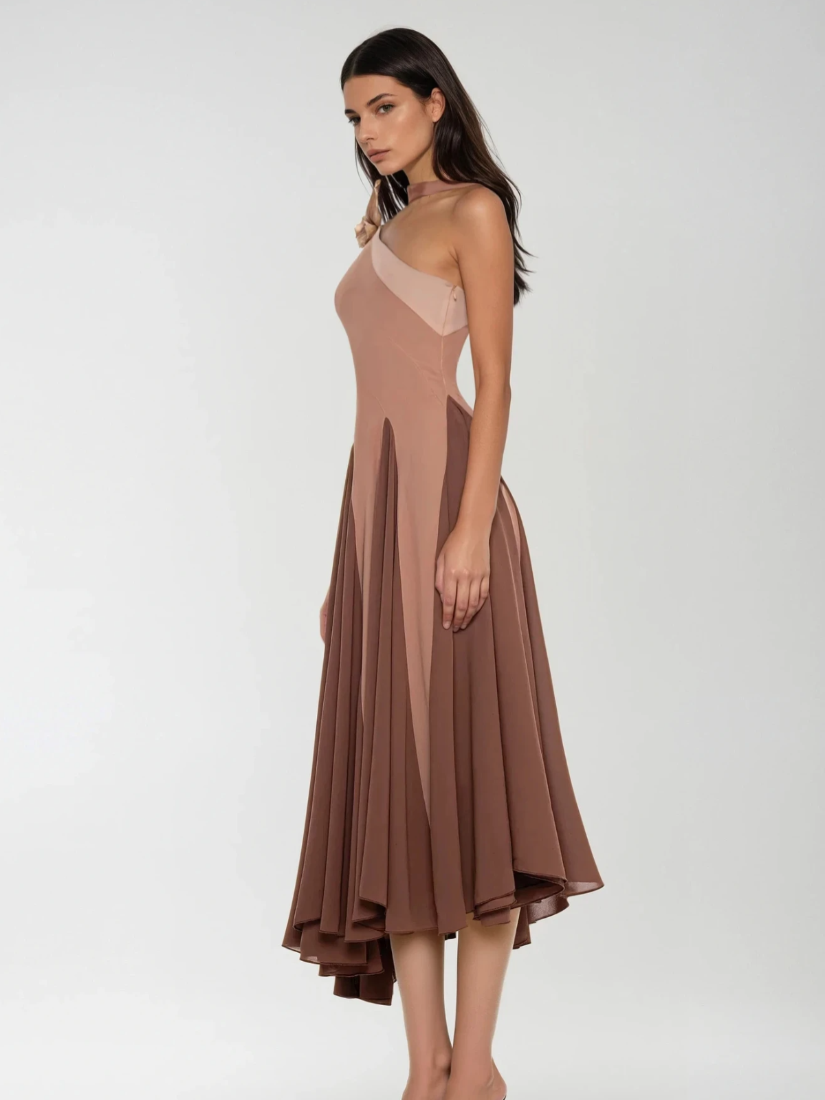 Jarom One Shoulder Scarf Midi Dress