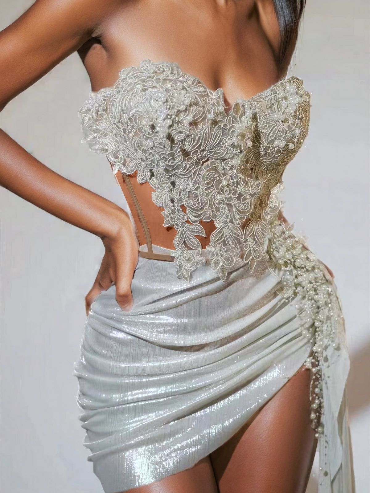 Jelia Strapless Ruched Skirt Set