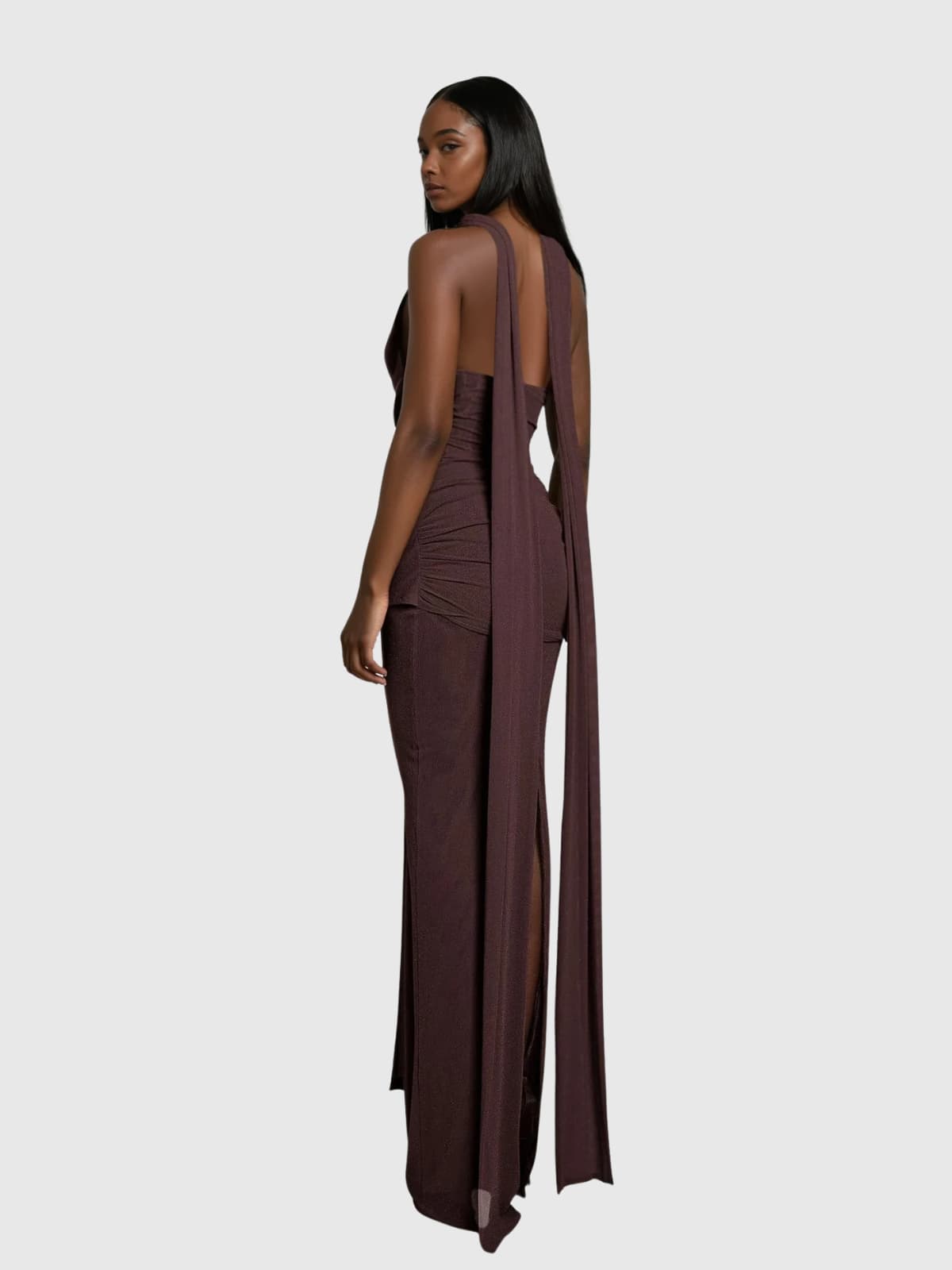 Jelissa Halterneck Tie Up Scarf Maxi Dress