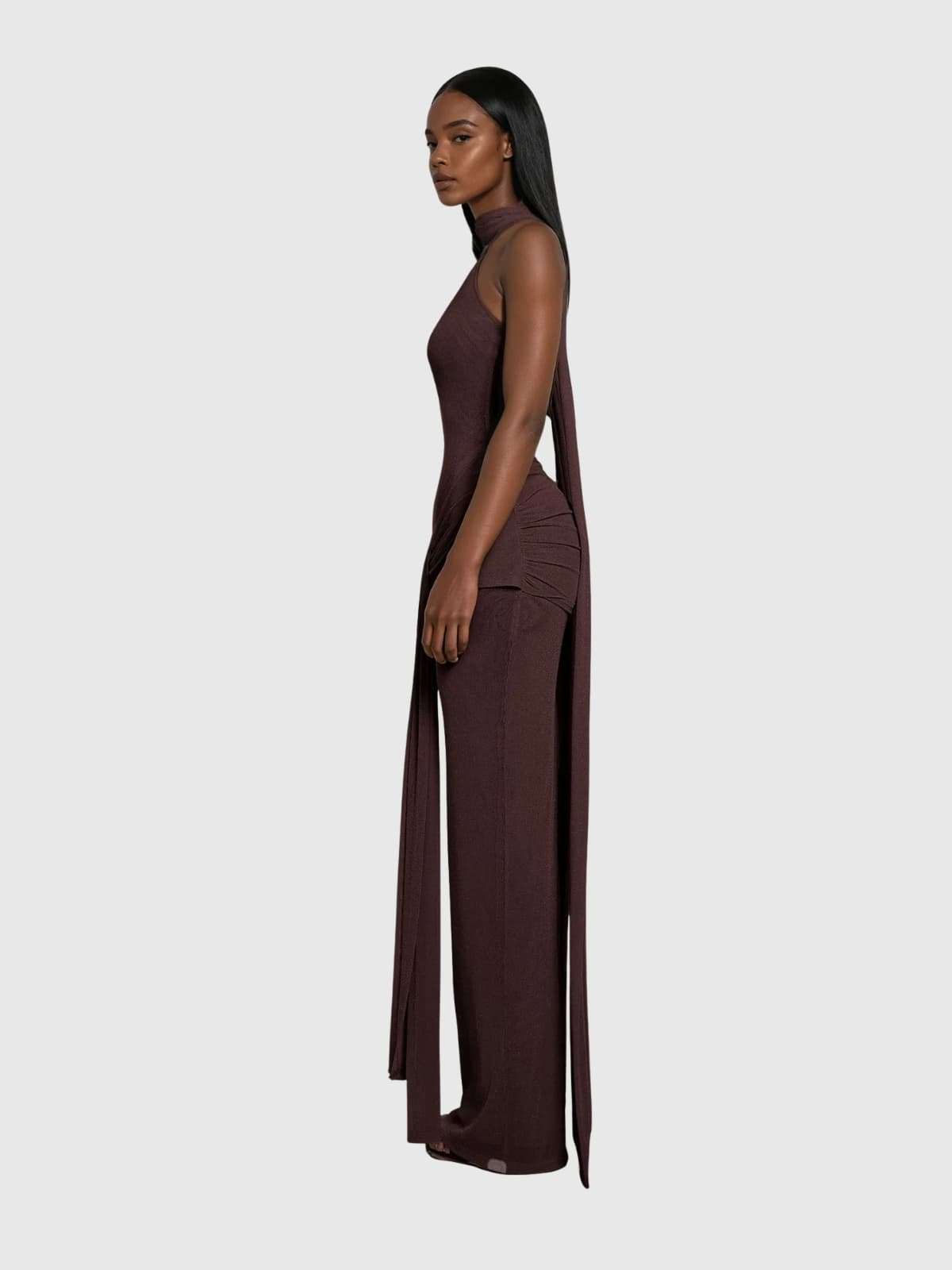 Jelissa Halterneck Tie Up Scarf Maxi Dress