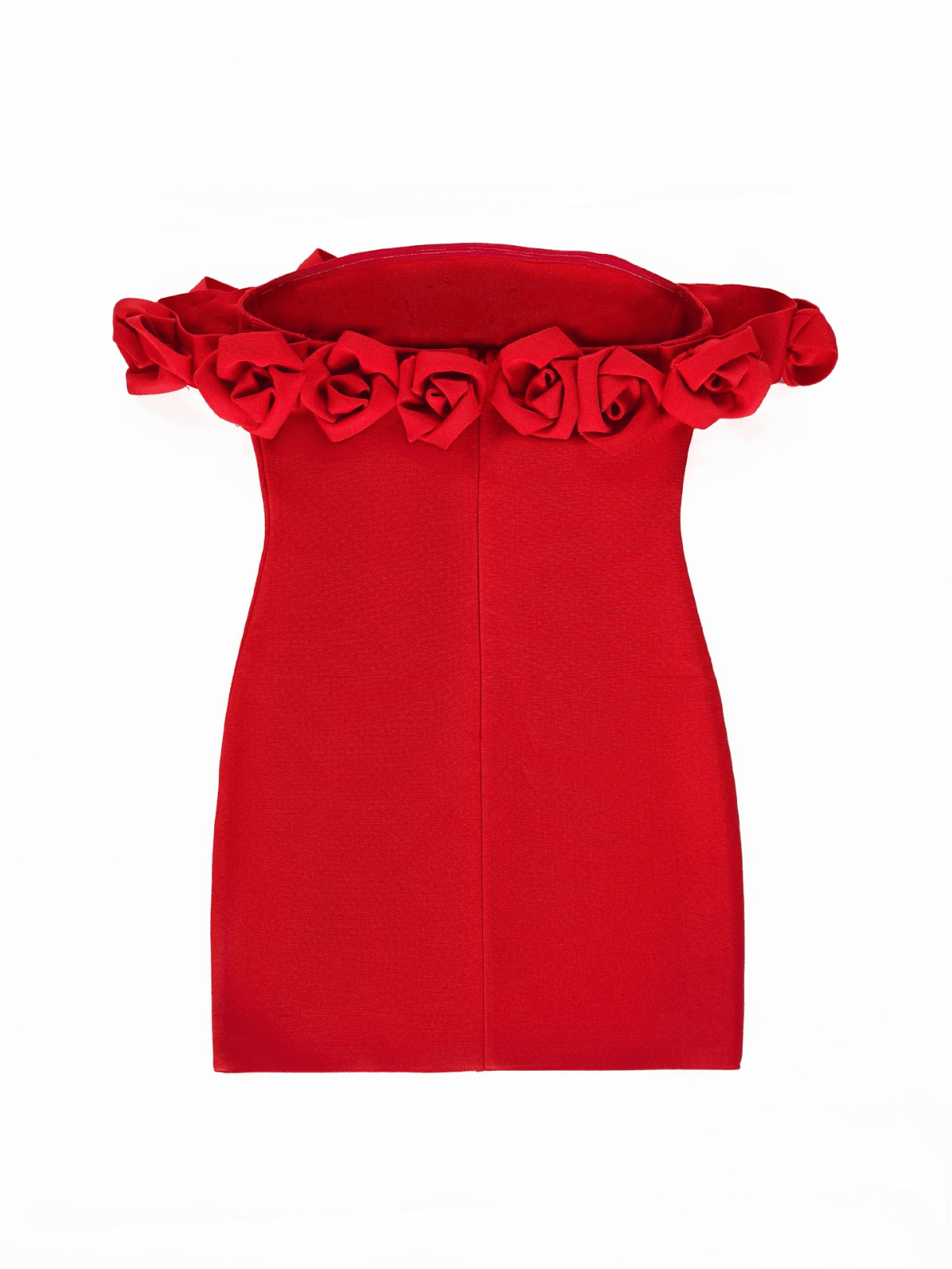 Stylish Jester Off Shoulder Flower Bandage Dress in red, featuring elegant floral details, perfect for weddings and cocktail events.