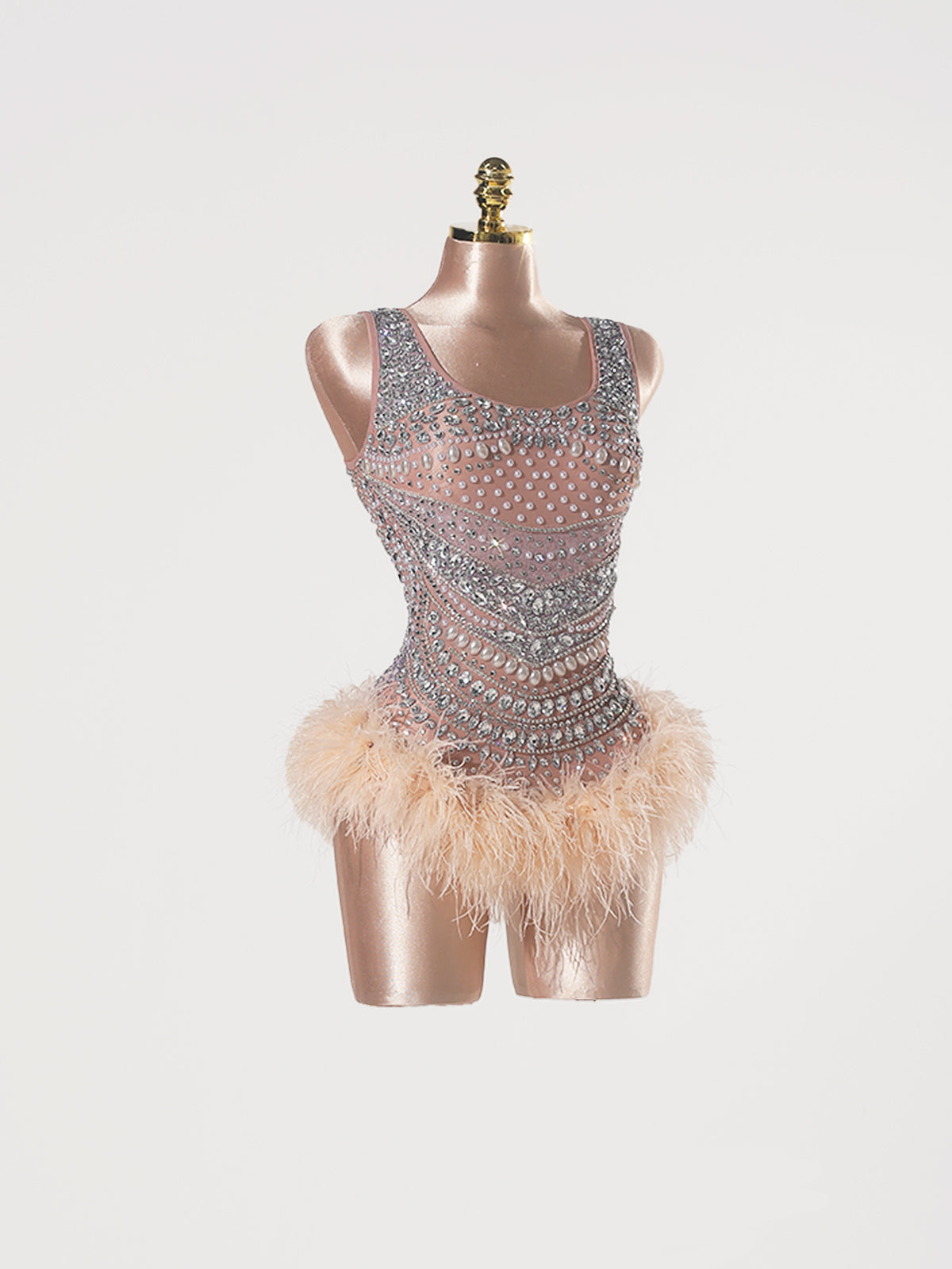 Jyrithia Sleeveless Embellished Feather Bodysuit
