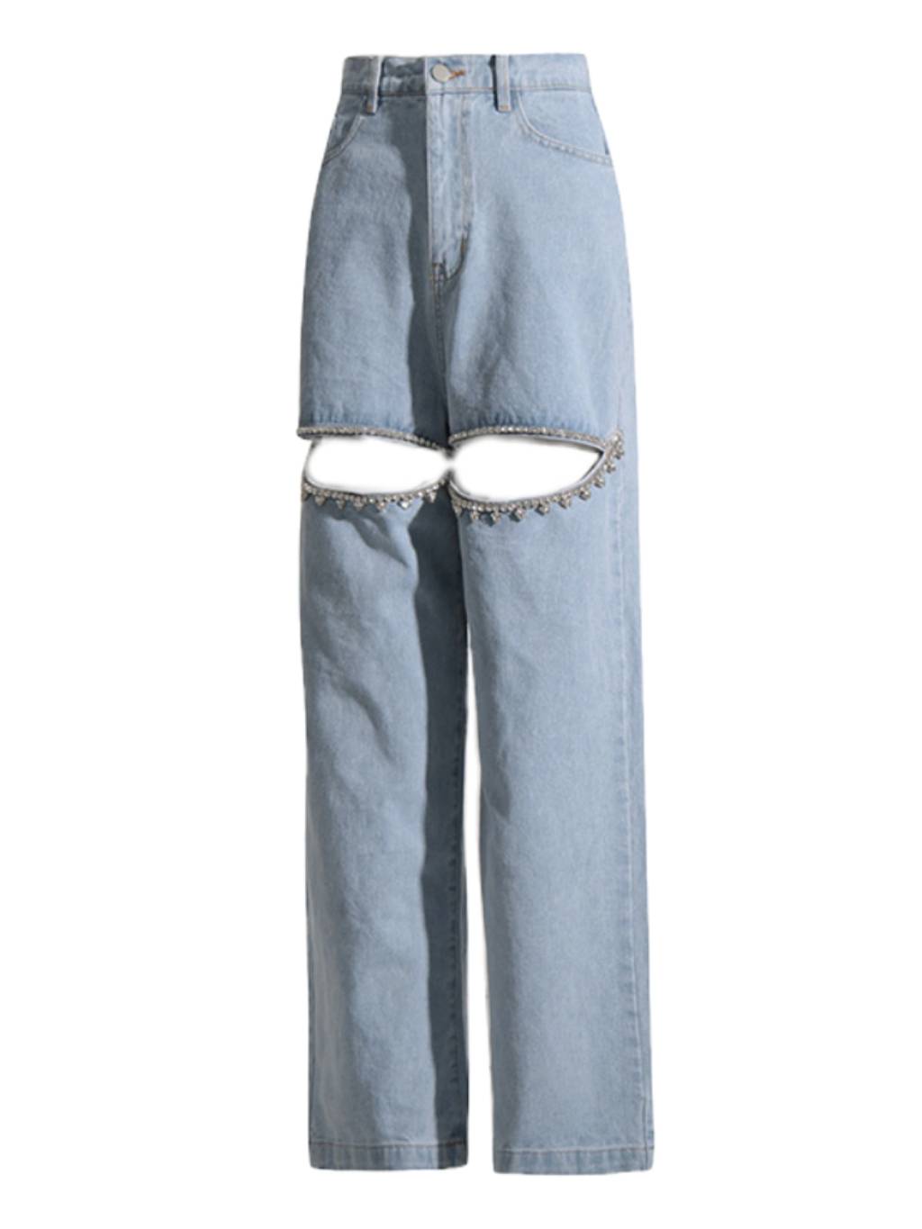 Kahlil Embellished Cutout Denim Pants