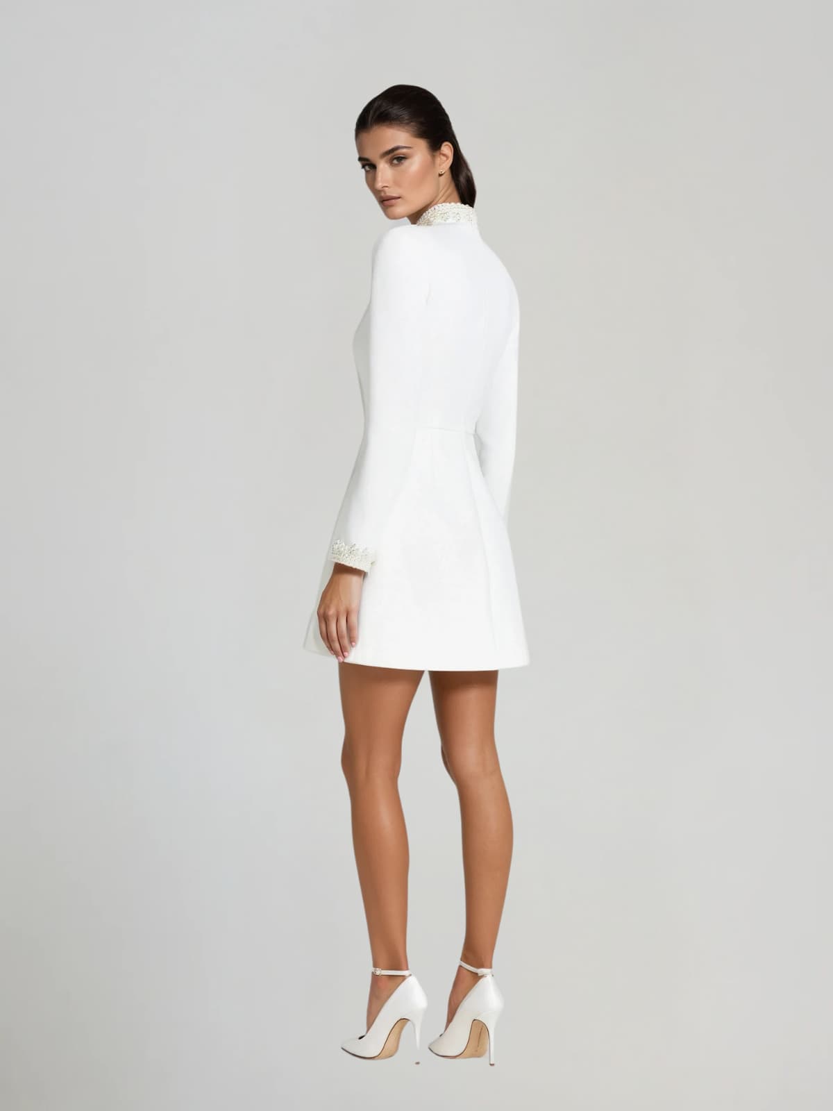 Kaimana Long Sleeve Pearl Mini Dress