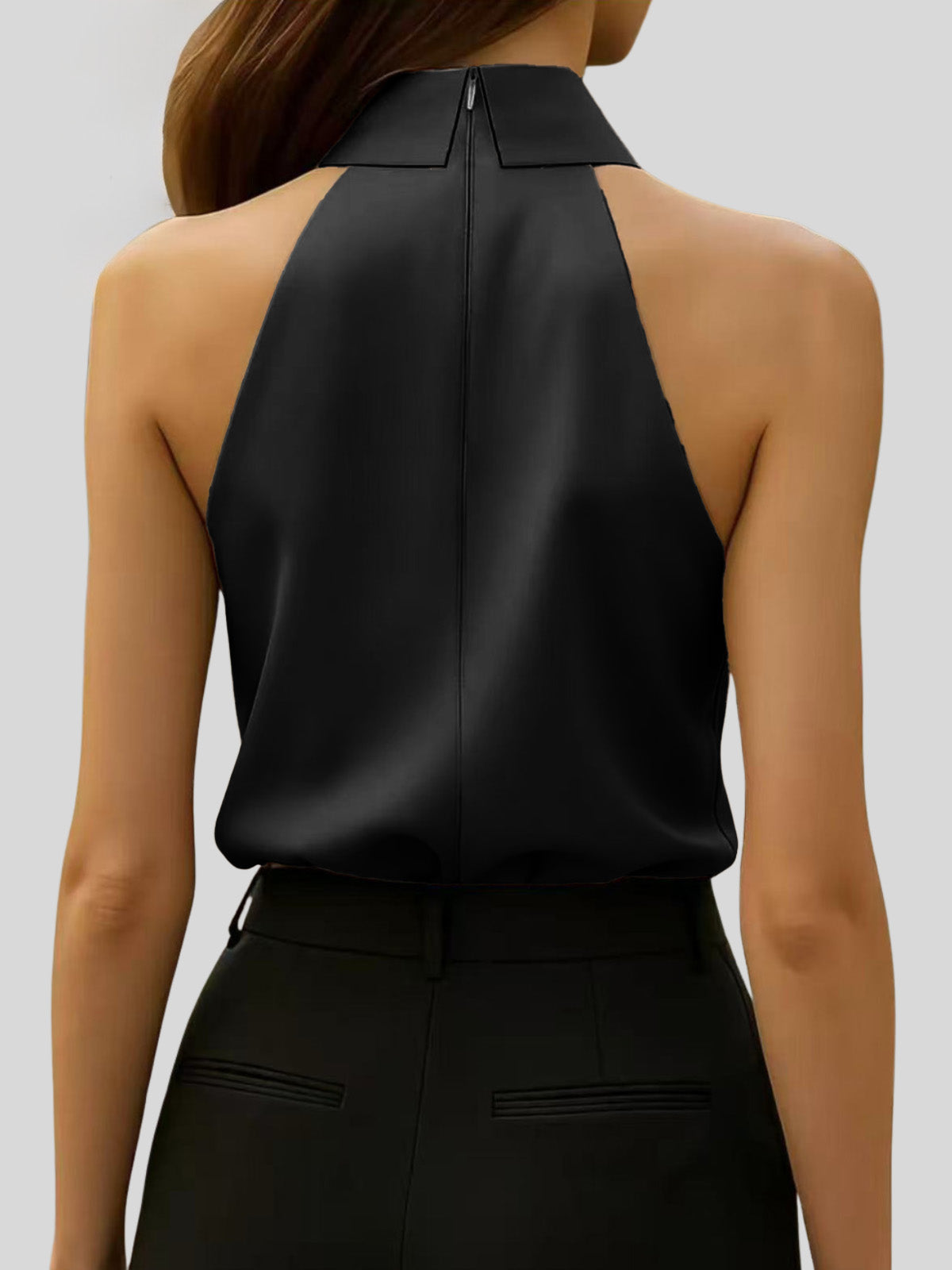 Kaldi Folded Collar Tie Shirt In Black