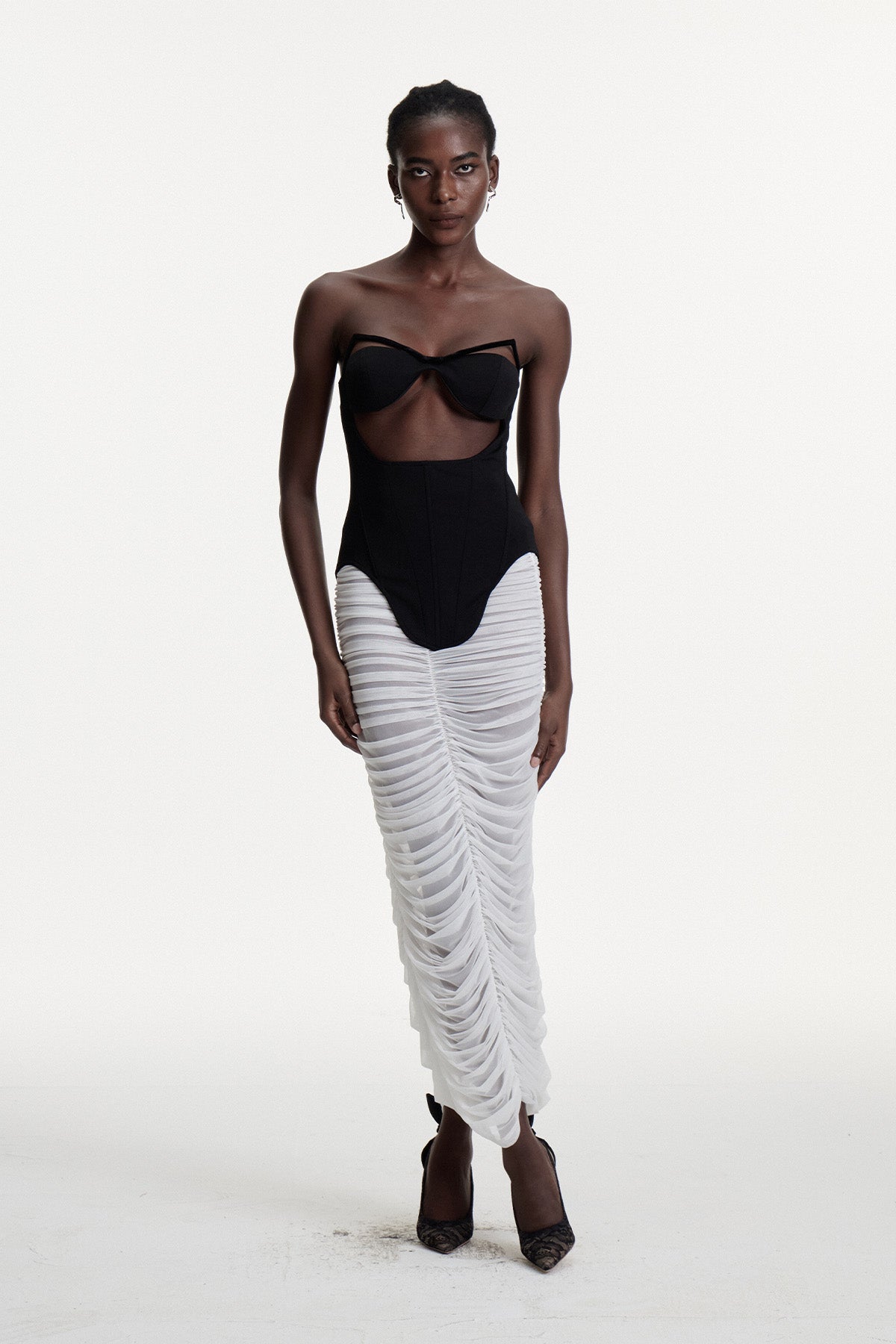 Kalena Strapless Cutout Ruched Skirt Set