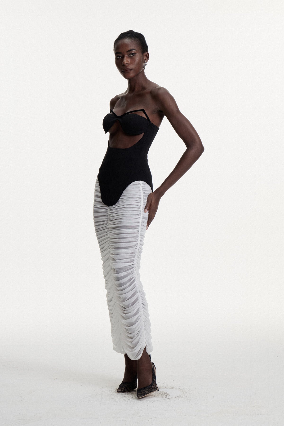 Kalena Strapless Cutout Ruched Skirt Set