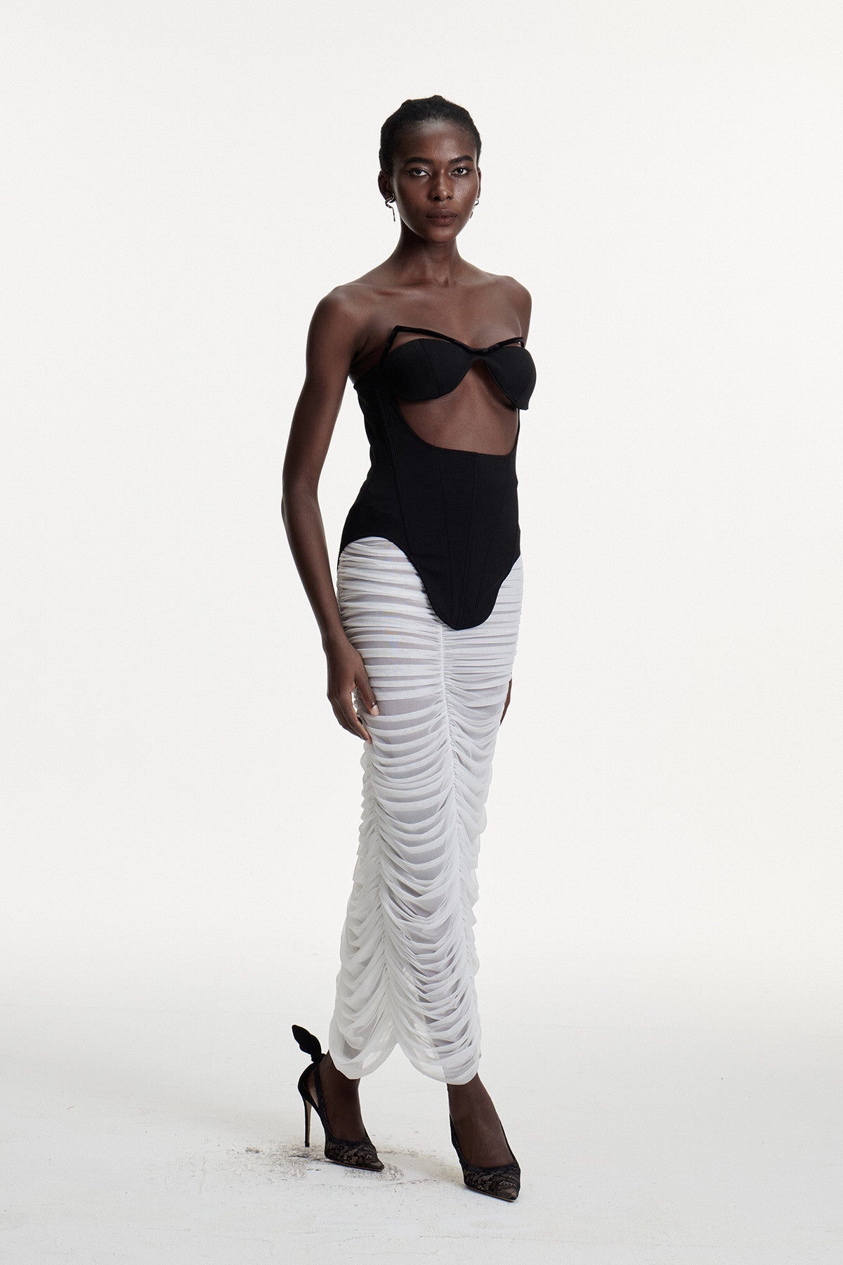 Kalena Strapless Cutout Ruched Skirt Set