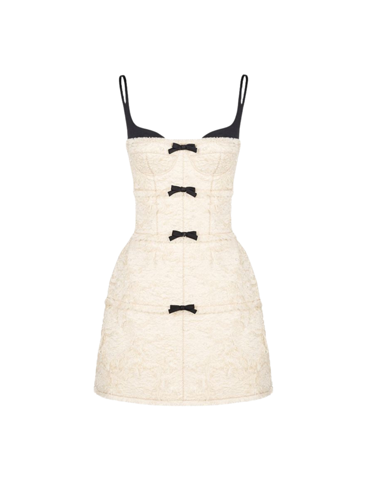 Kanha Spaghetti Bow Tweed Mini Dress