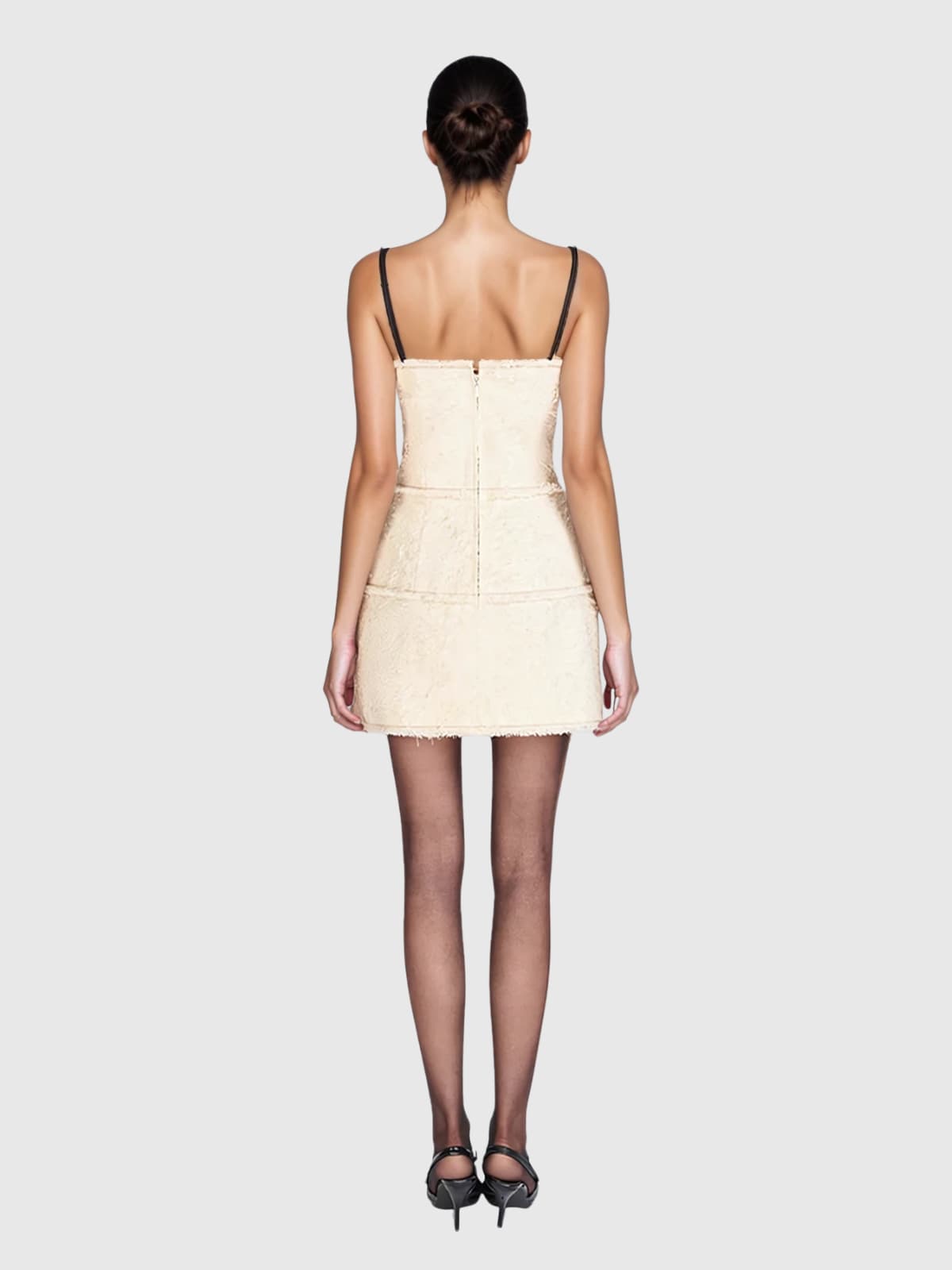 Kanha Spaghetti Bow Tweed Mini Dress