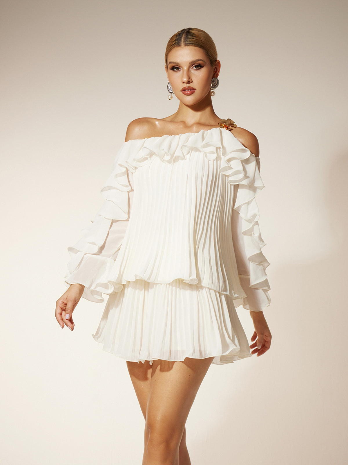 Kaniel Ruffle Pleated Skirt Set
