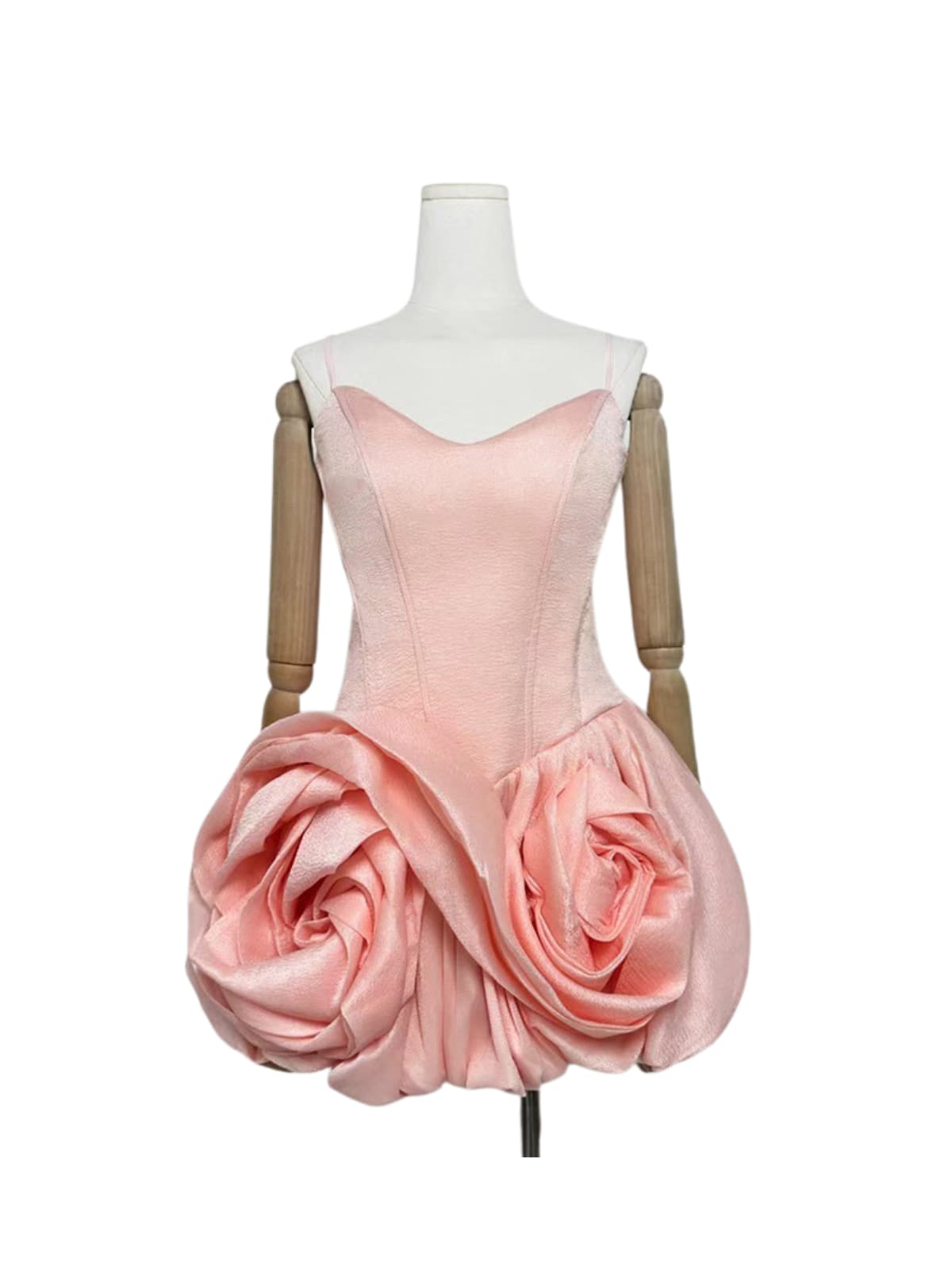 Kapule Spaghetti Flower Satin Mini Dress