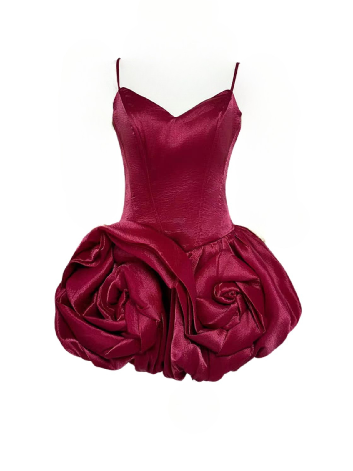 Kapule Spaghetti Flower Satin Mini Dress