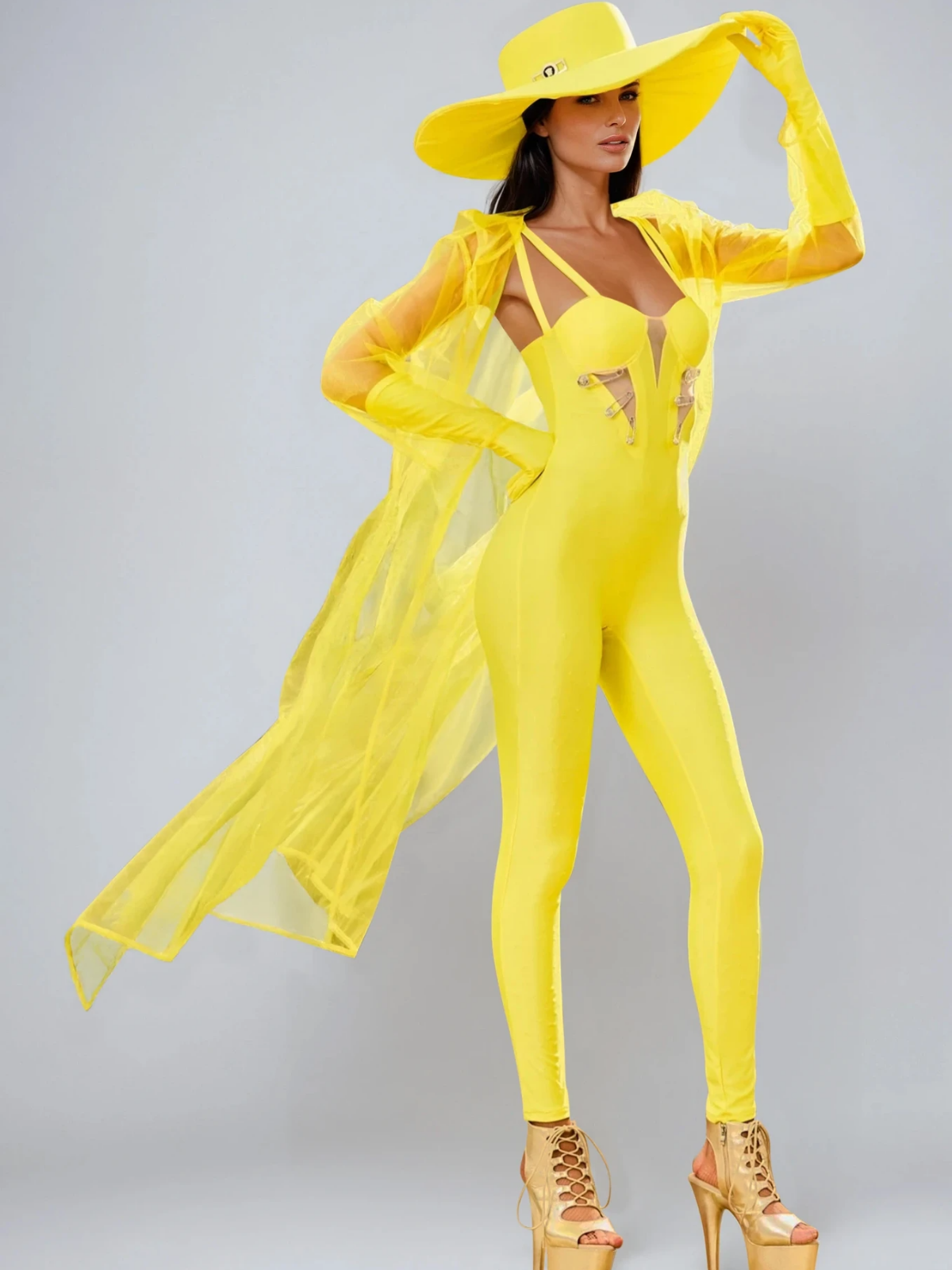 Karlyn Cutout Cape Jumpsuit Set
