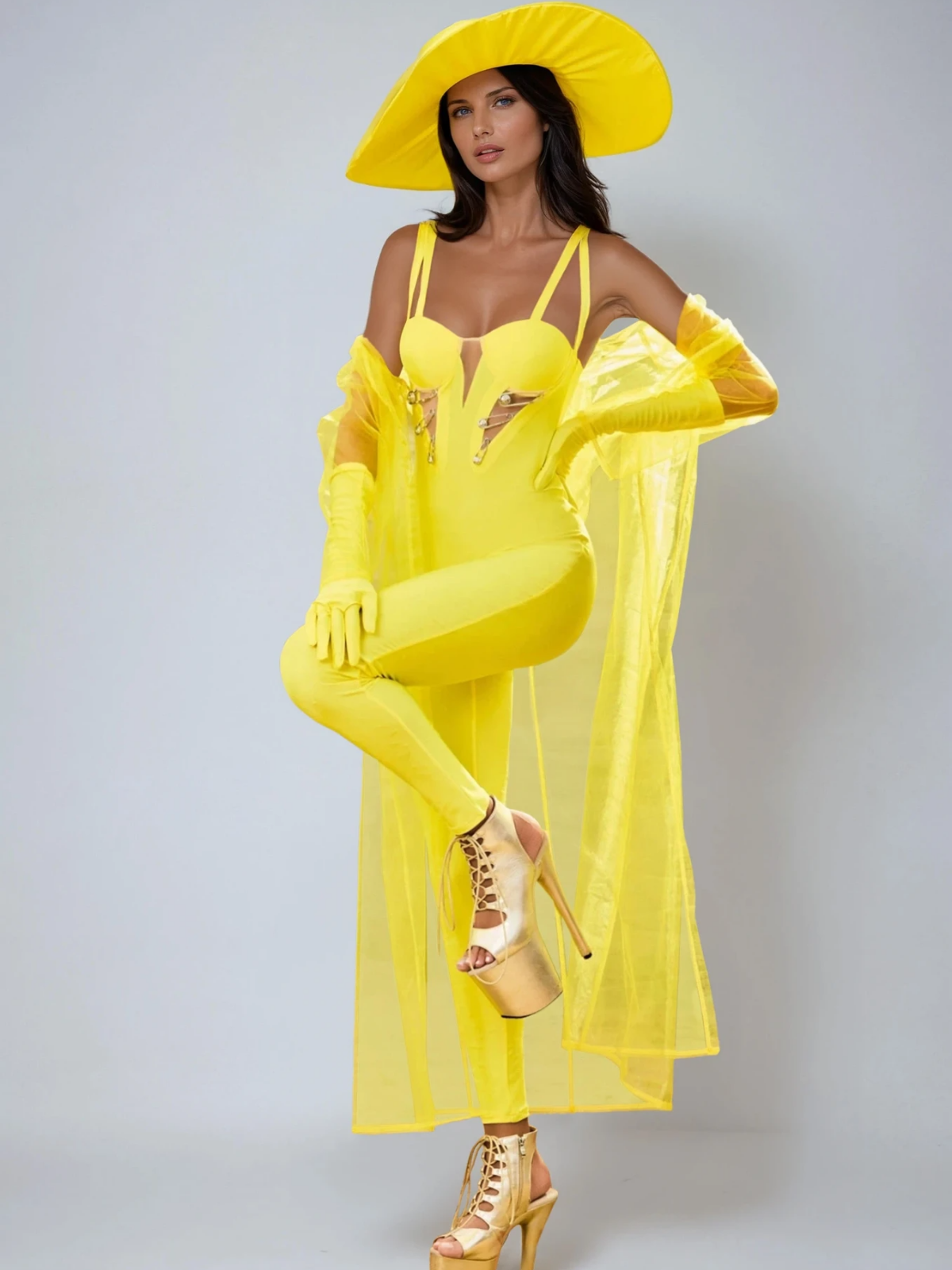 Karlyn Cutout Cape Jumpsuit Set