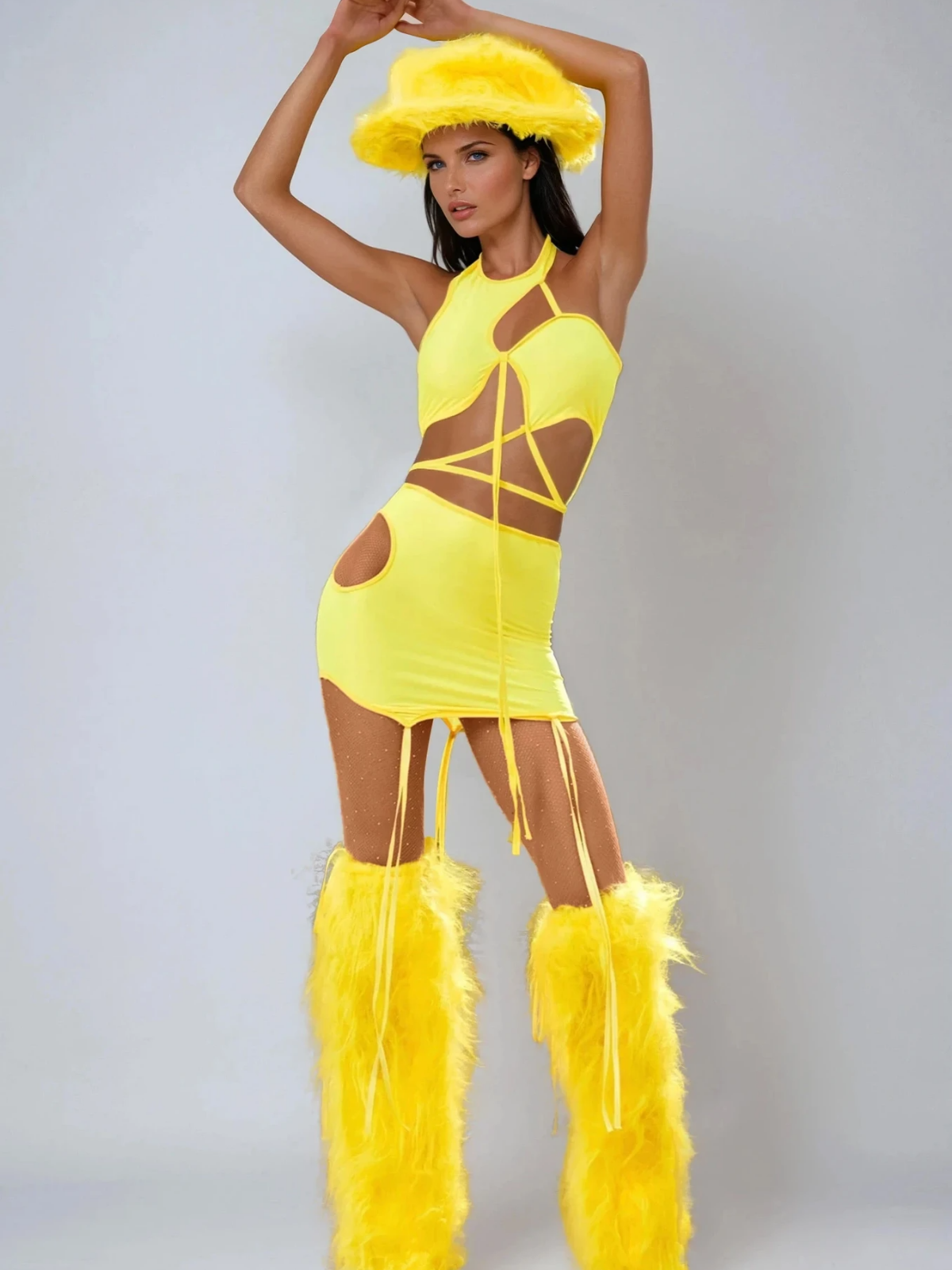 Karma Cutout Feather Skirt Set