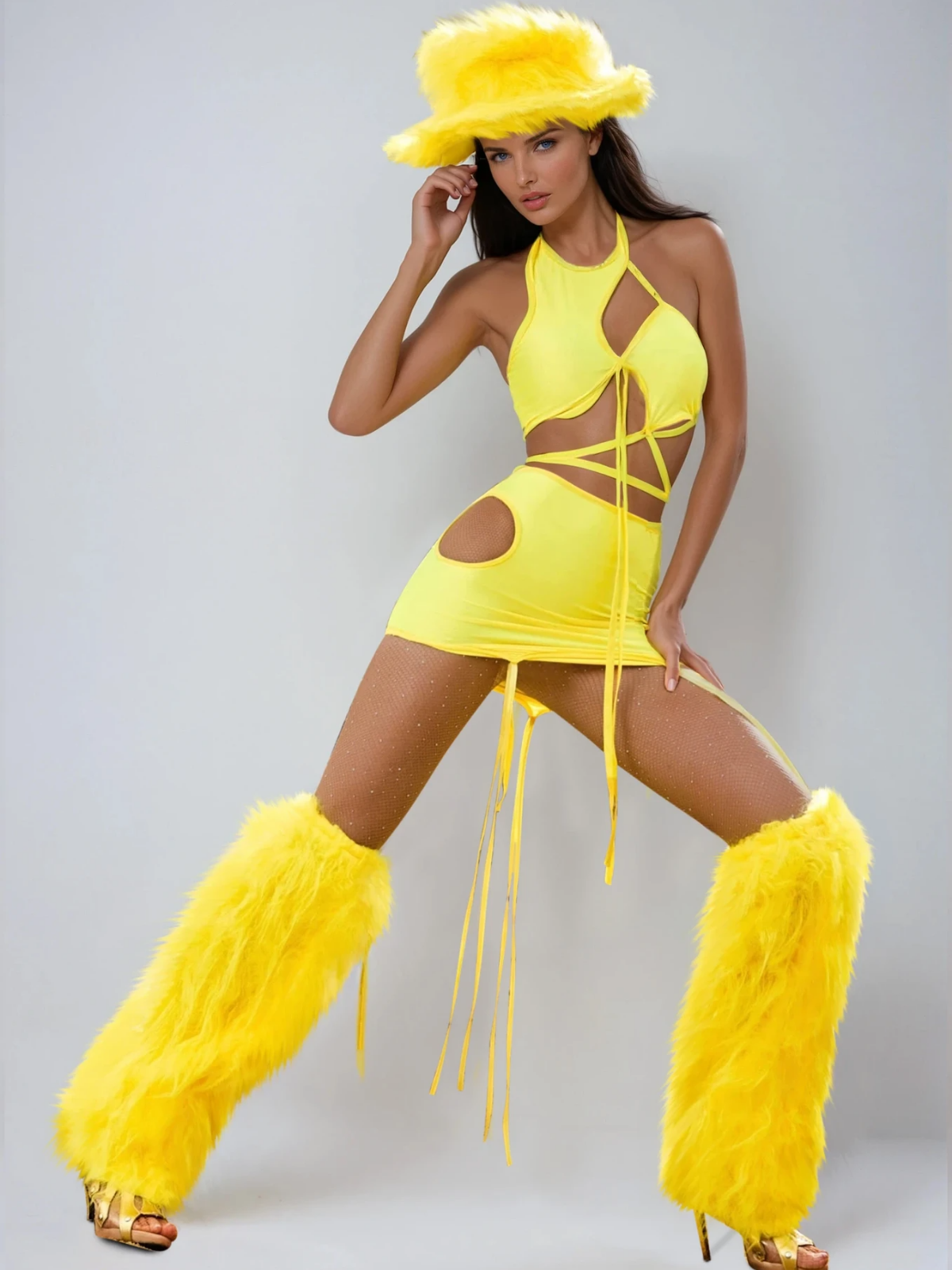 Karma Cutout Feather Skirt Set