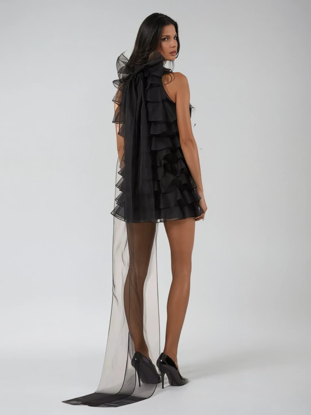 Katelin Tulle Trimmed Mini Dress