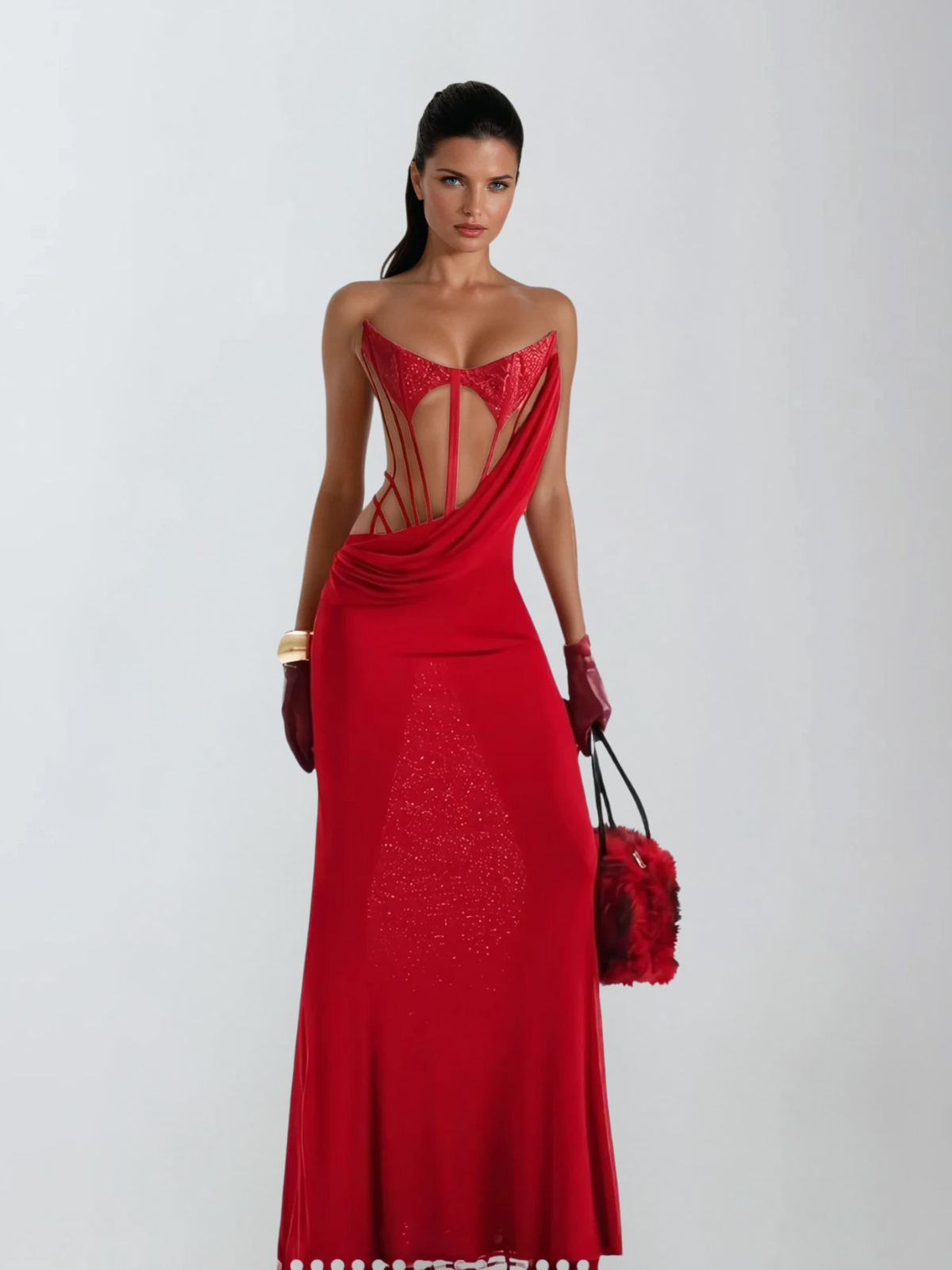 Kathani Strapless Draped Maxi Dress