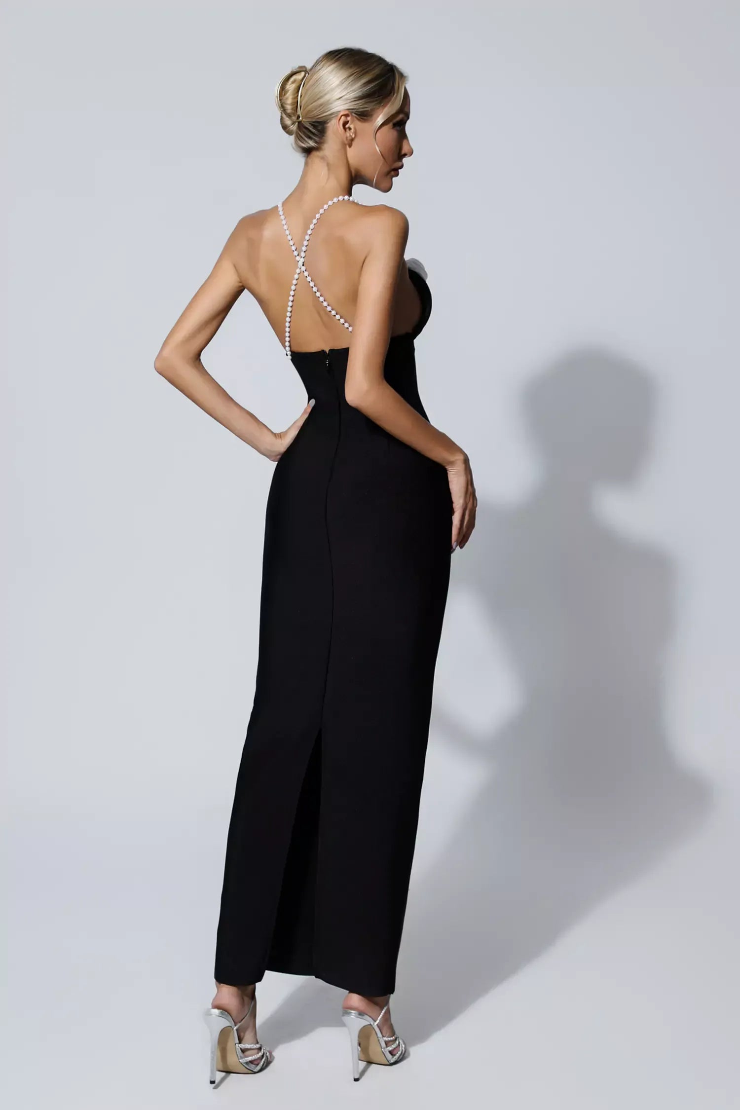Limited Pearl Flowers Elegant Celeb Dress