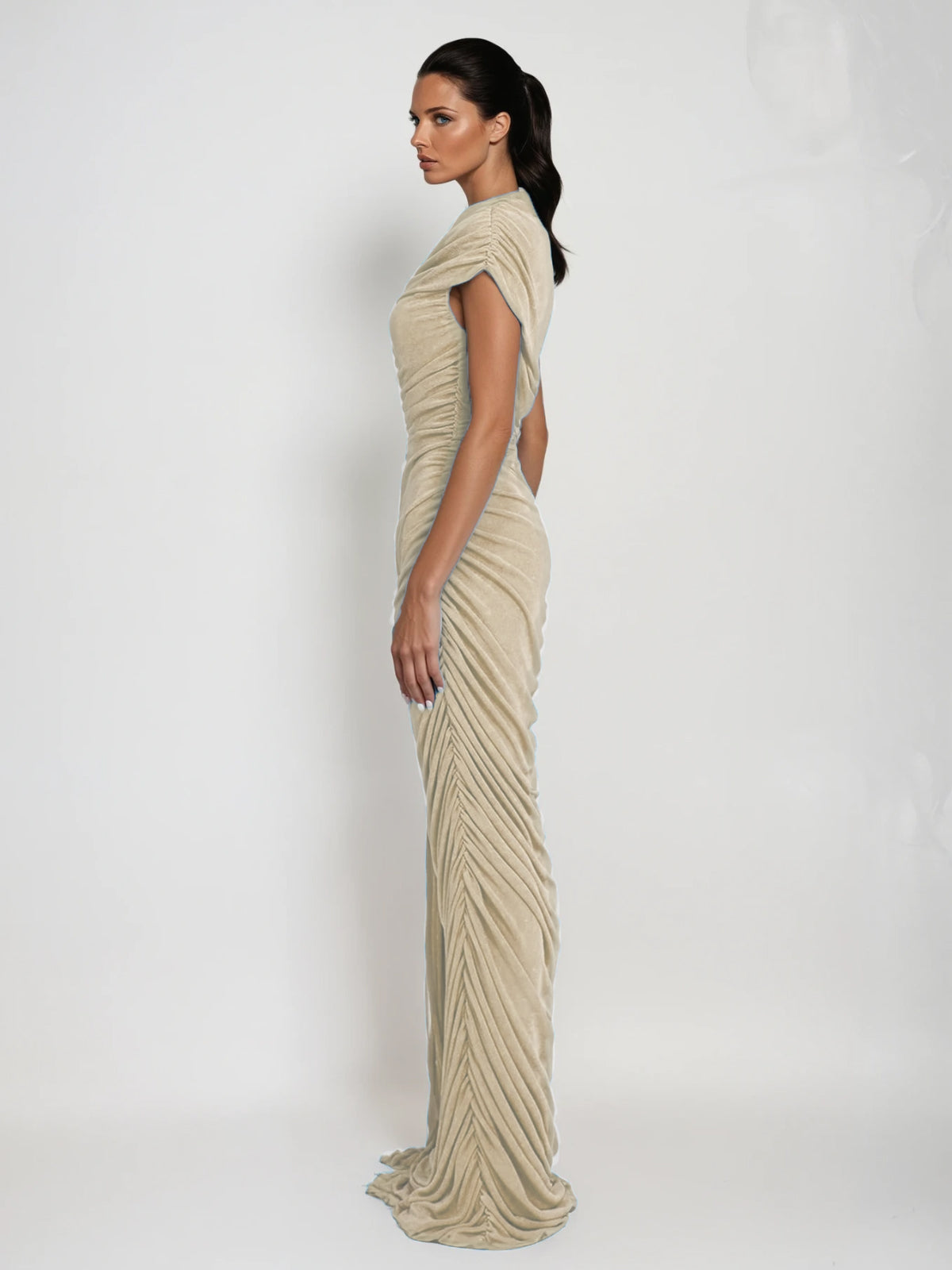 Katinka Draped Maxi Dress In Beige