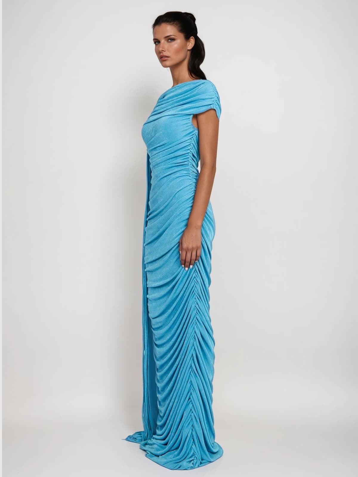 Katinka Draped Maxi Dress In Blue
