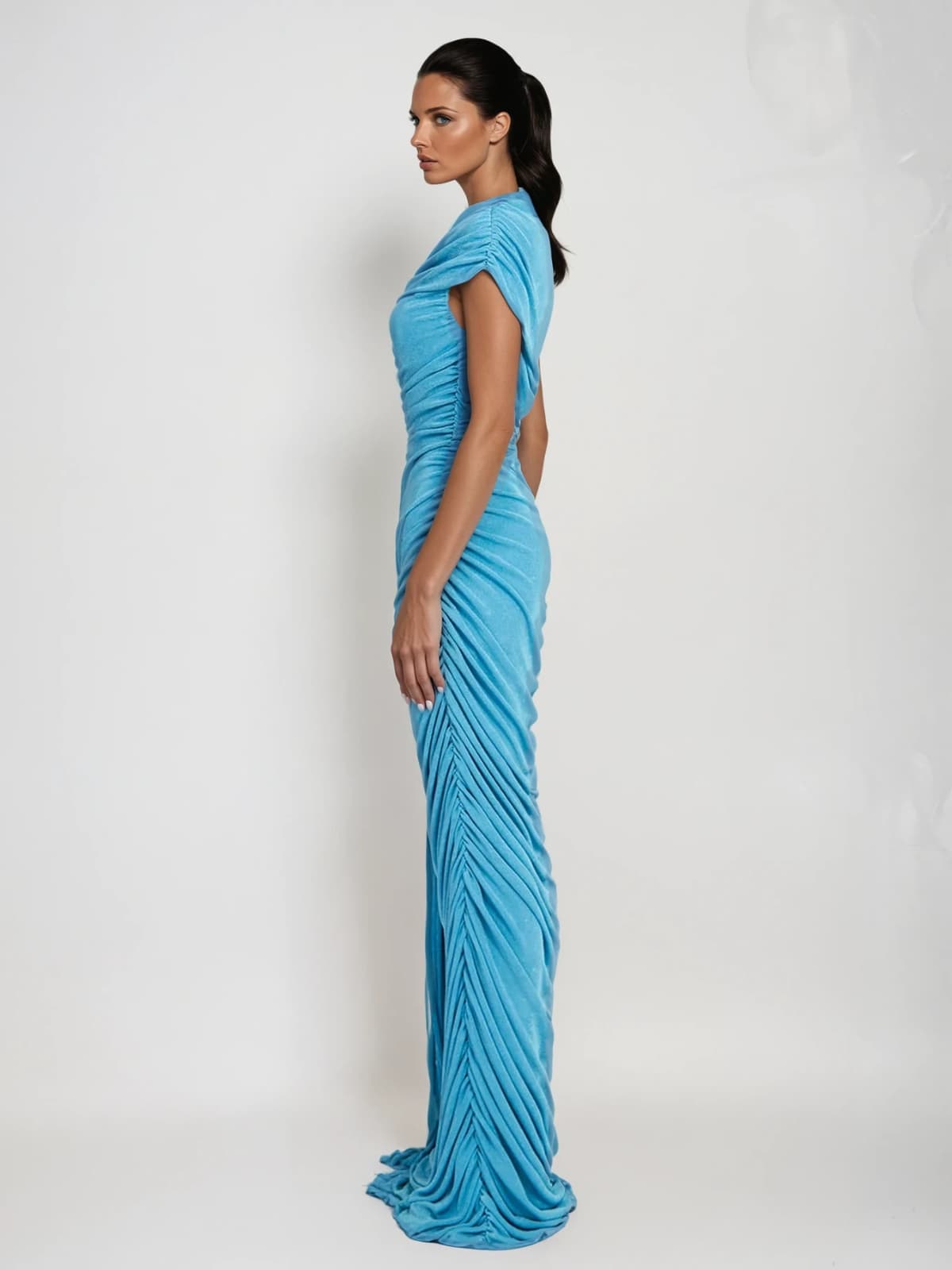 Katinka Draped Maxi Dress In Blue