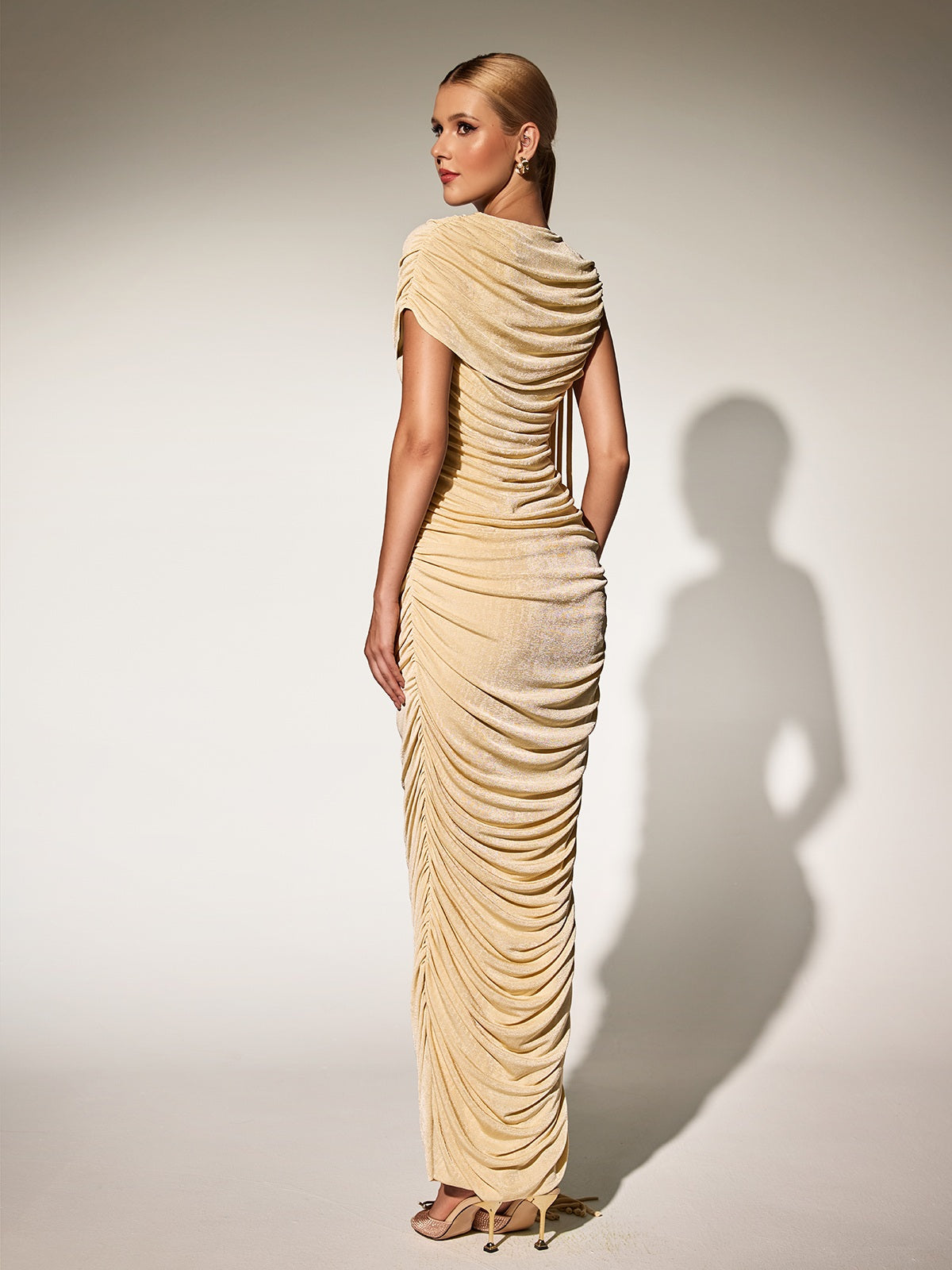Katinka Draped Maxi Dress In Beige