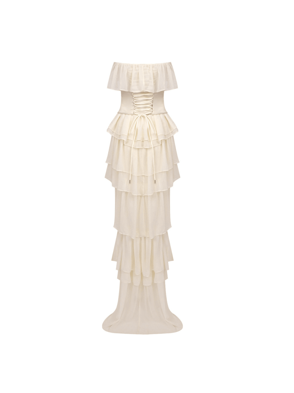 Elegant white strapless ruched mesh maxi dress.  Perfect for parties and weddings. Features a flattering ruched bodice and flowing maxi skirt.