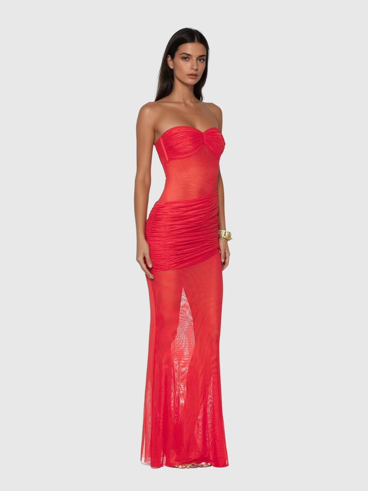 Kyrthos Strapless Ruched Maxi Dress
