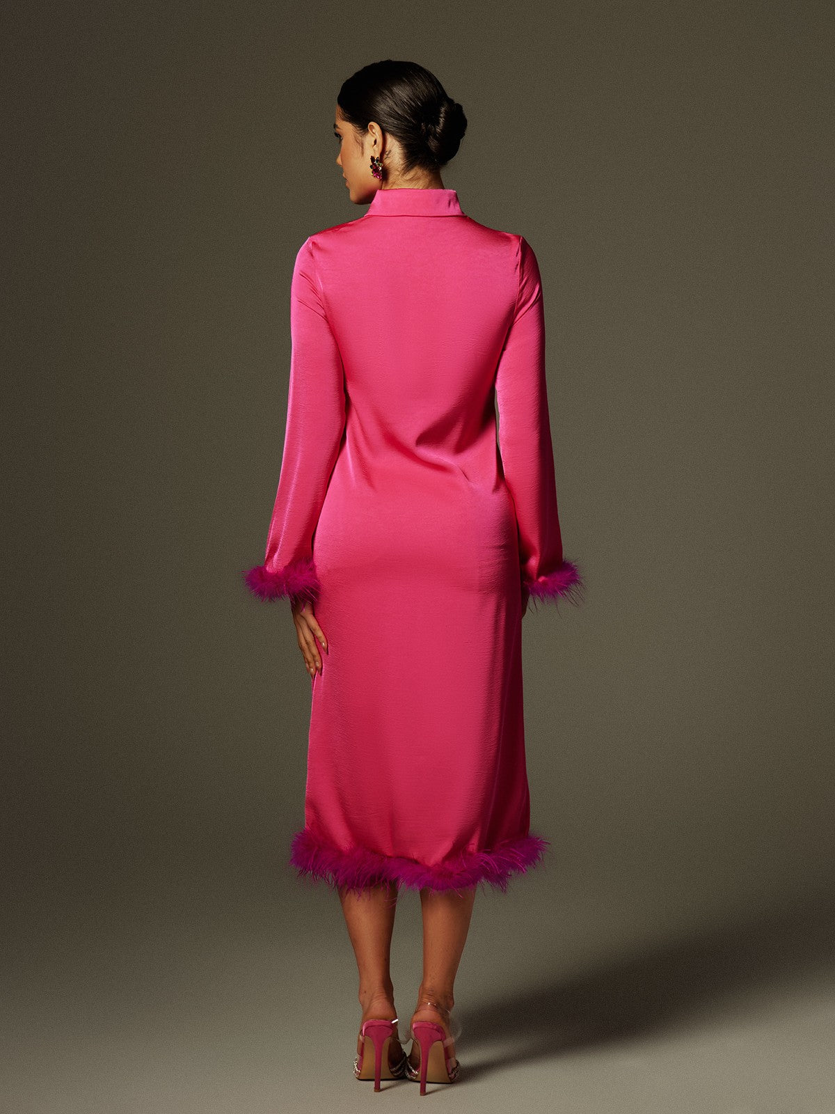 Labella Long Sleeve Feather Blazer Dress