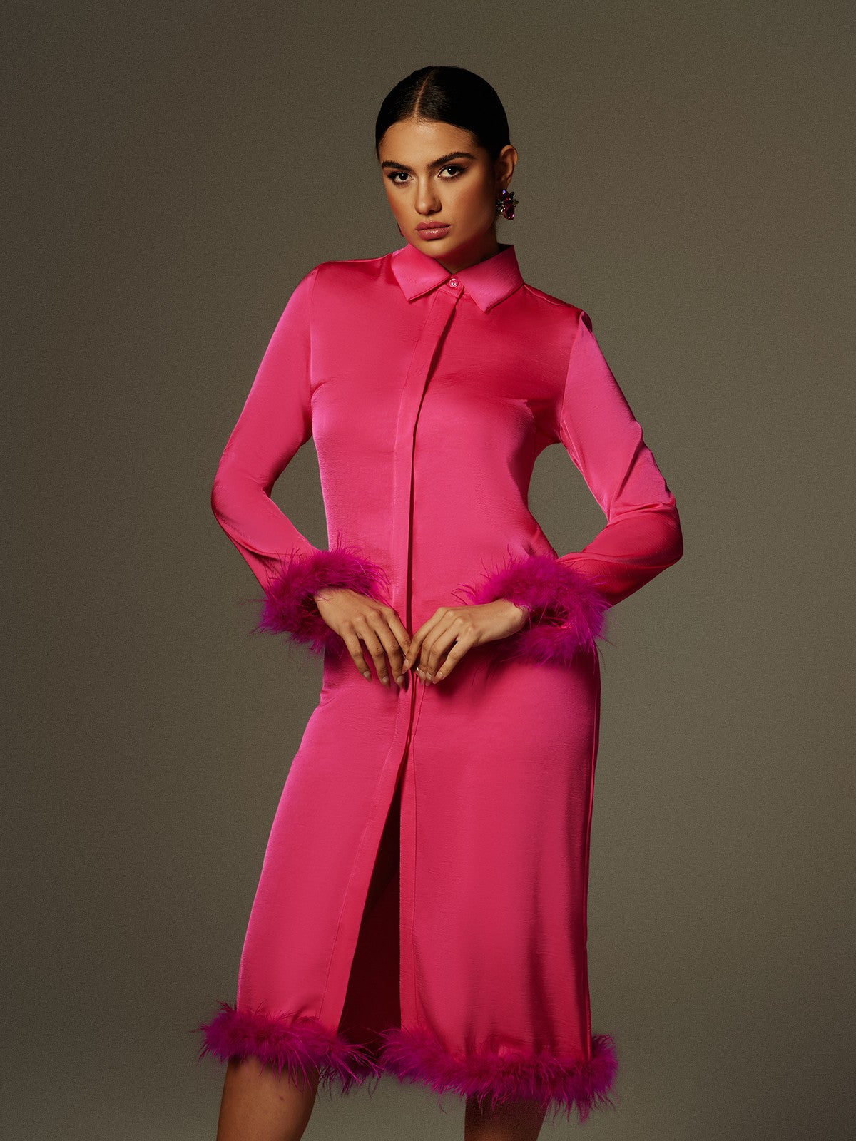 Labella Long Sleeve Feather Blazer Dress
