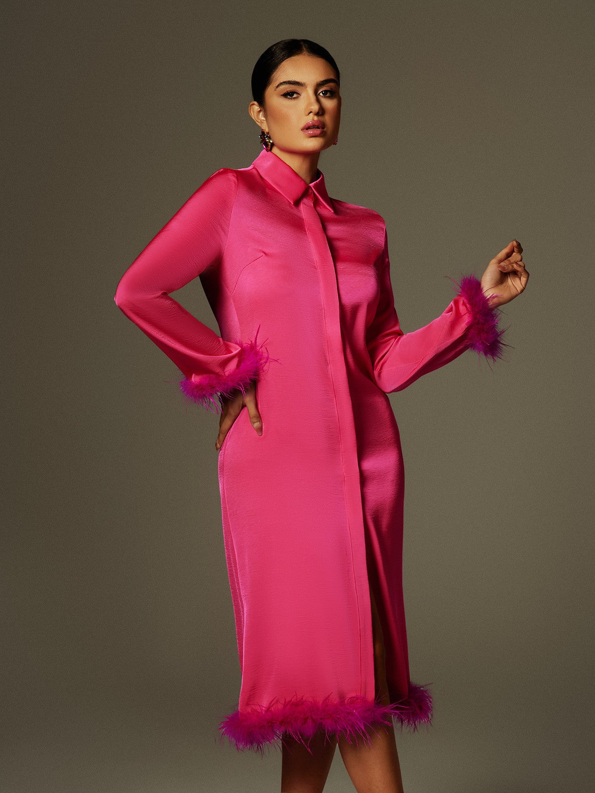 Labella Long Sleeve Feather Blazer Dress