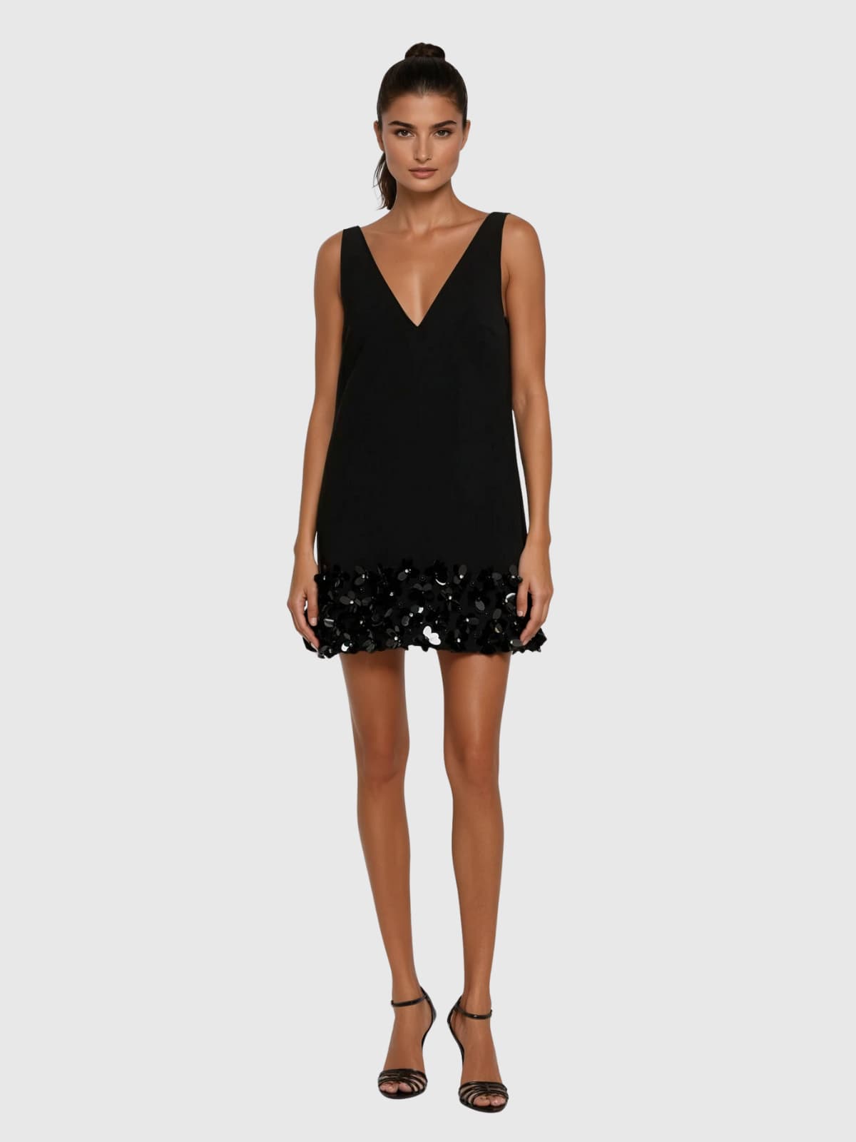 Laethion Plunge Neck Sequin Mini Dress