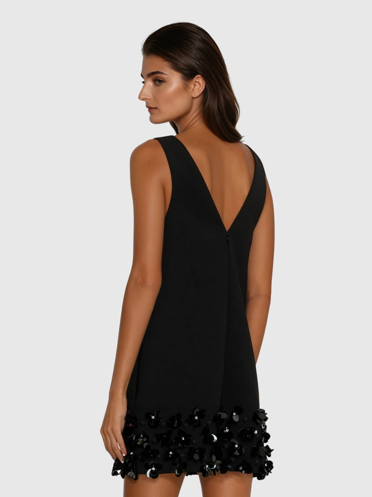 Laethion Plunge Neck Sequin Mini Dress