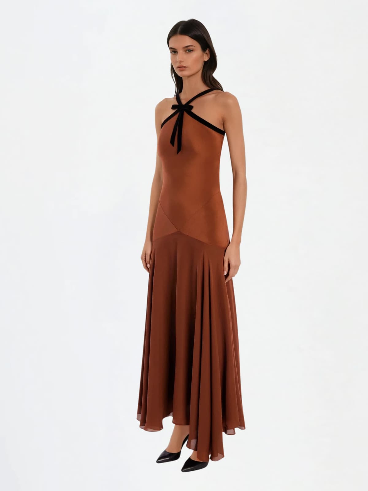 Laraine Halterneck Bow Maxi Dress