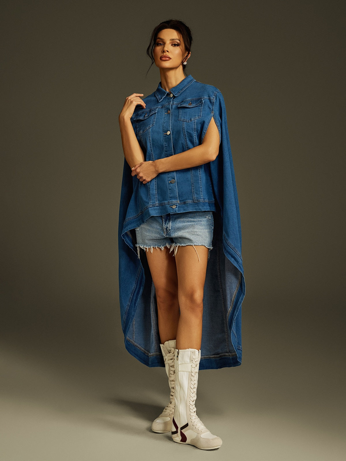 Laranya Cape Deconstruct Denim Jacket