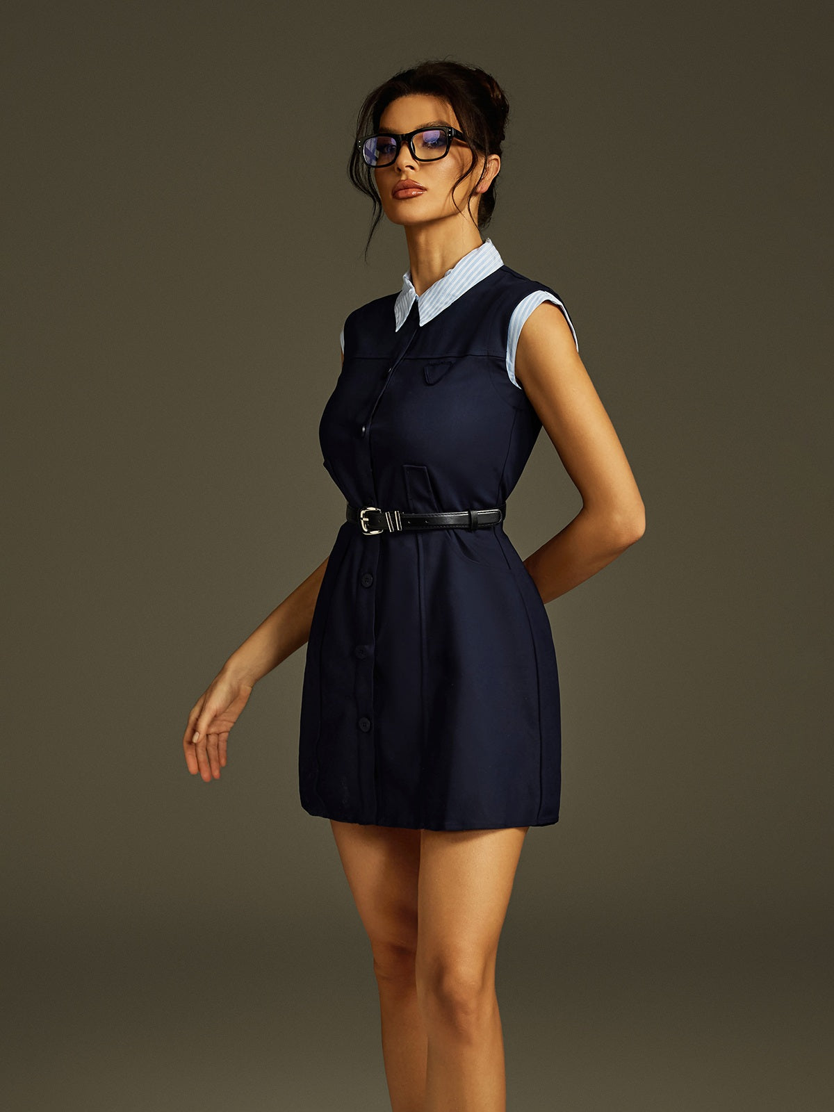 Lareina Layered Look Collar Mini Dress