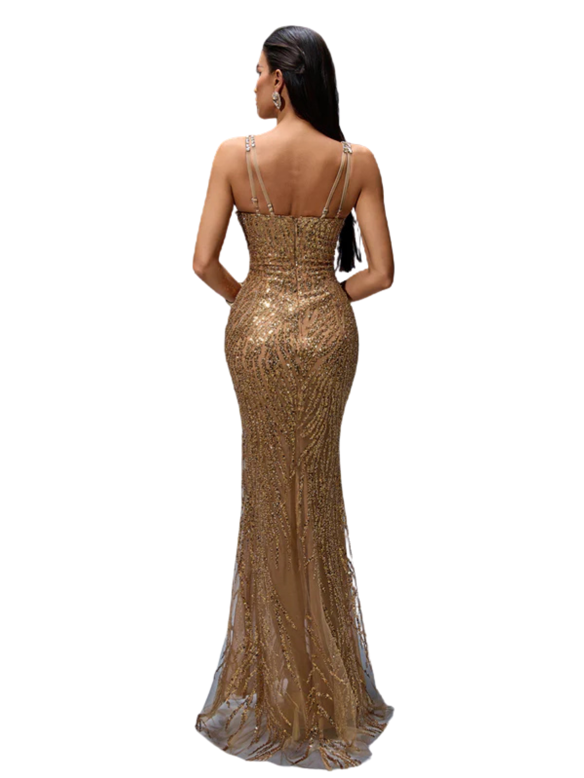 Lasharon Spaghetti Sequin Maxi Dress