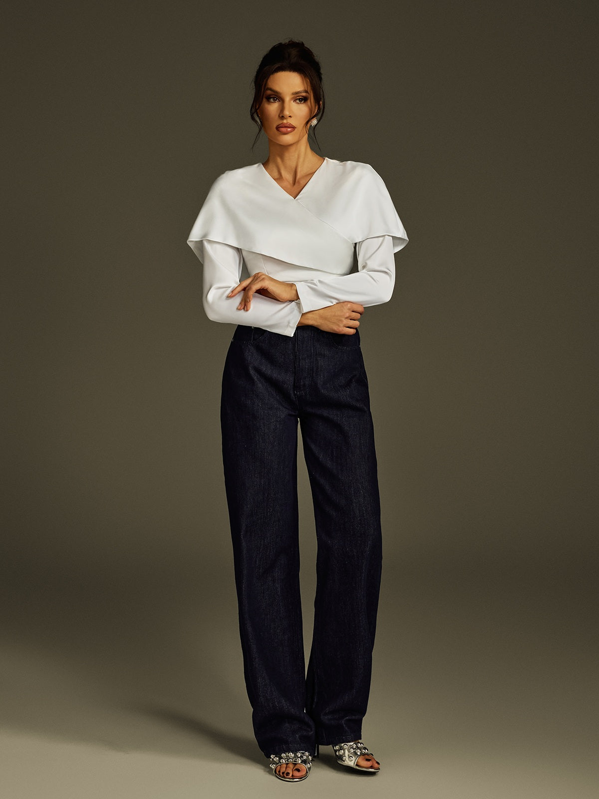 Latanya Long Sleeve Collar Top