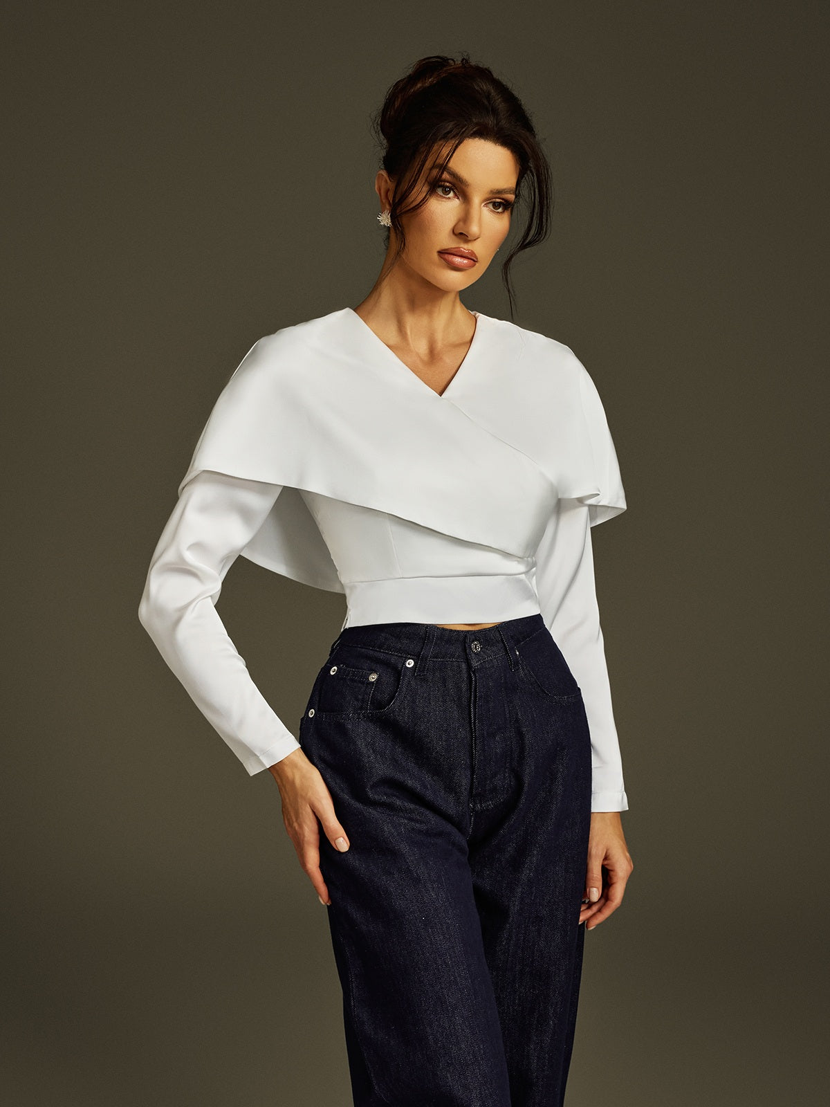 Latanya Long Sleeve Collar Top
