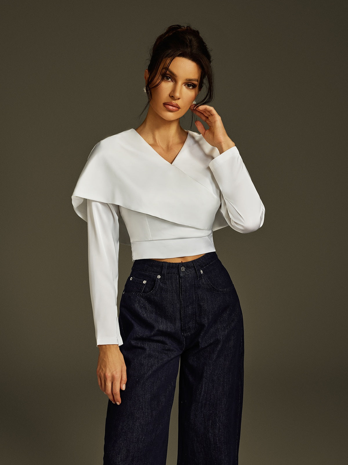 Latanya Long Sleeve Collar Top
