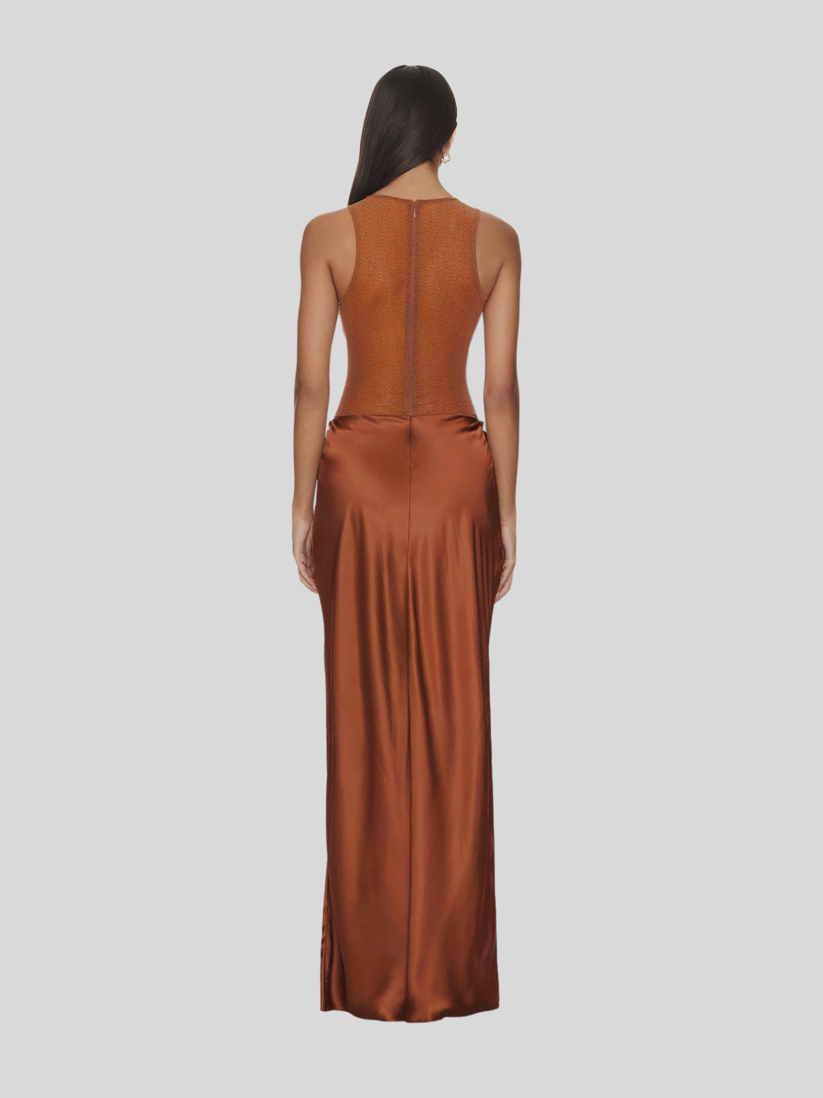 Laudine Sleeveless Ruched Satin Dress