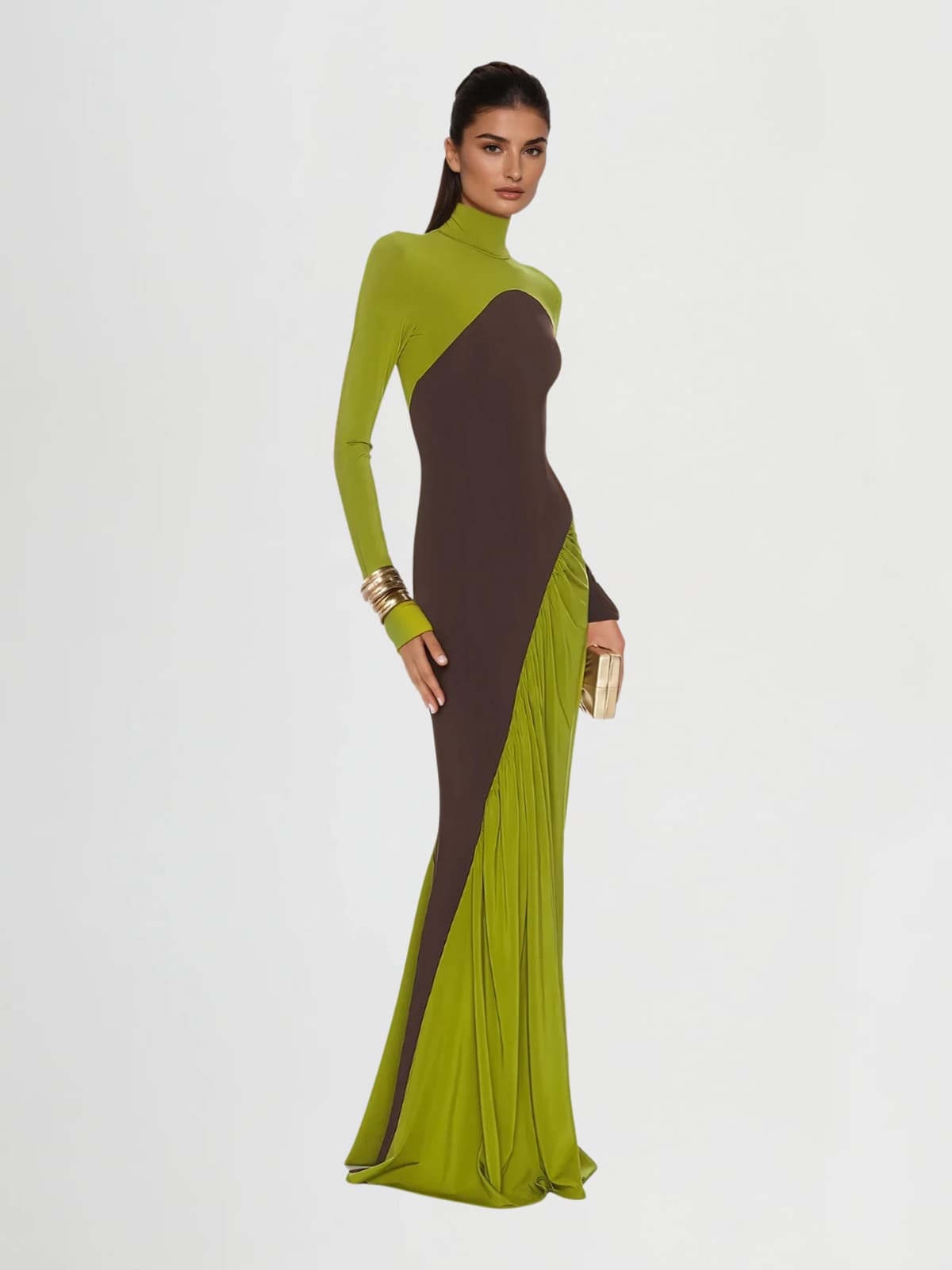 Laurice High Neck Maxi Dress In Green