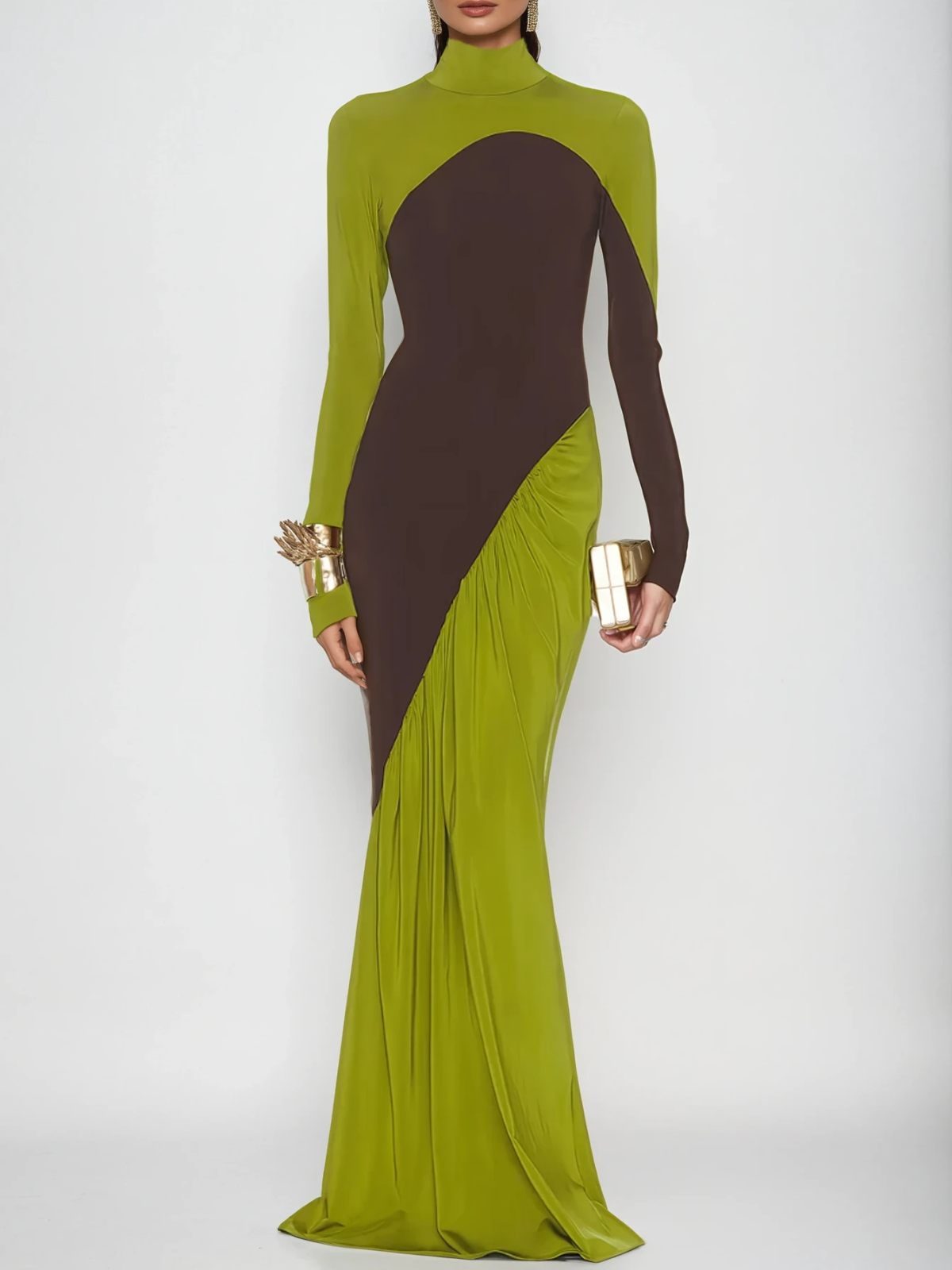 Laurice High Neck Maxi Dress In Green