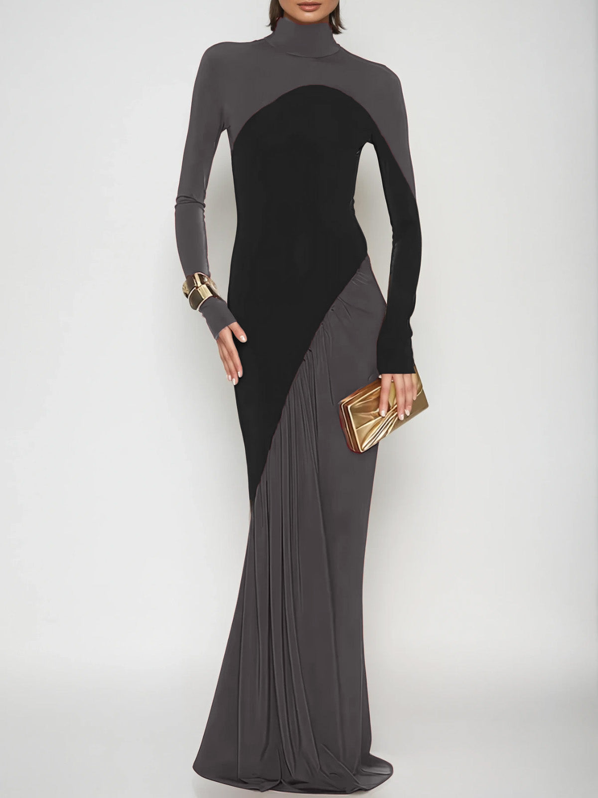 Laurice High Neck Maxi Dress In Coffee